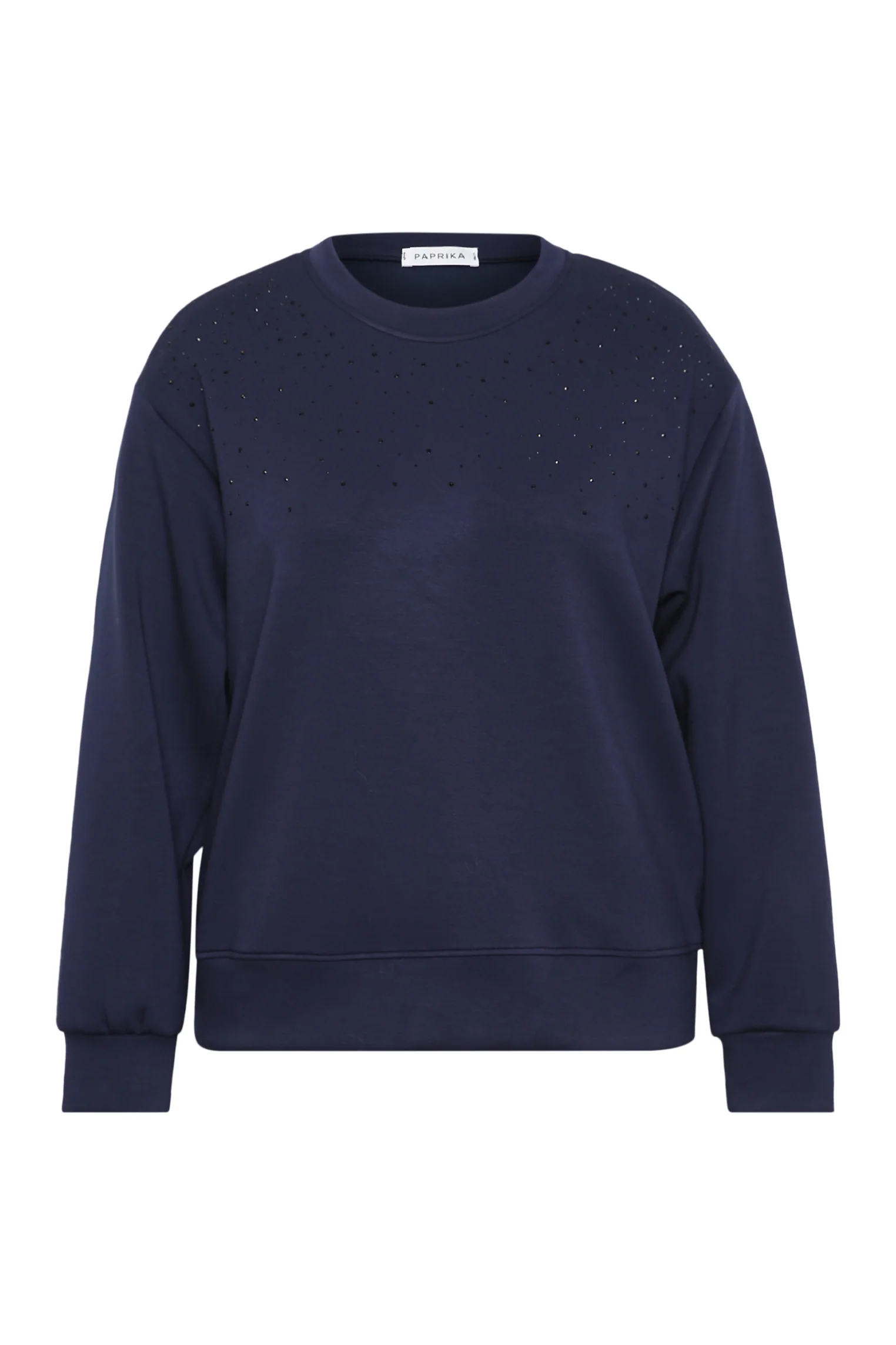 Effen viscose sweater met strass-steentjes - Image 9