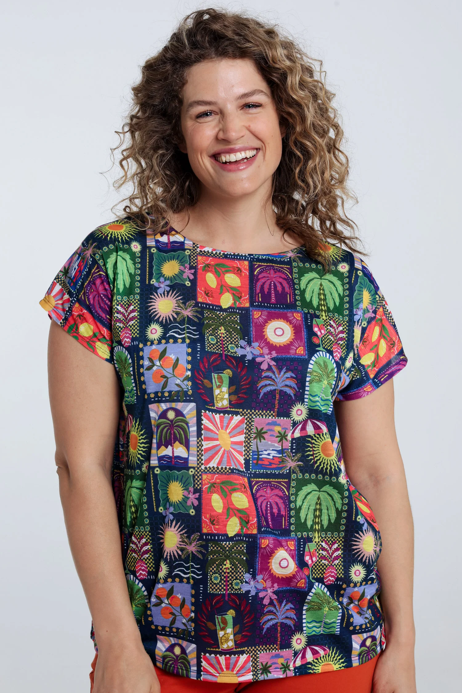 Jungle- en tropisch bedrukt T-shirt