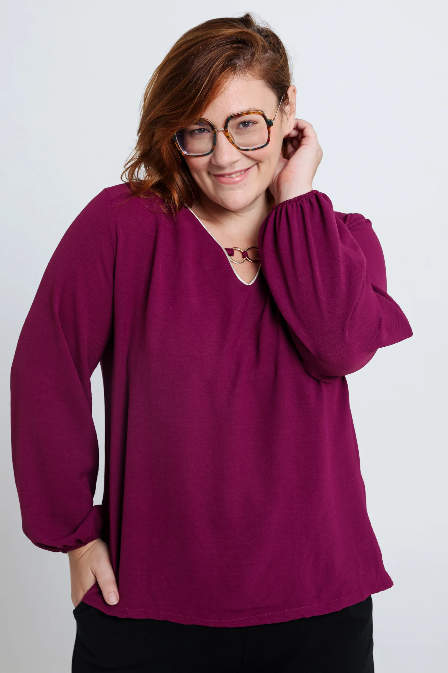 Effen T-shirt met lurex en juweel - Image 12