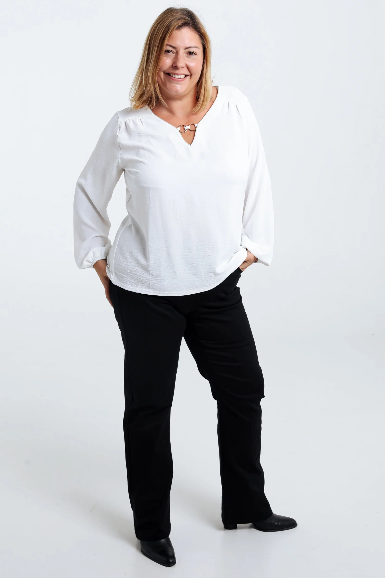 Effen T-shirt met lurex en juweel - Image 9