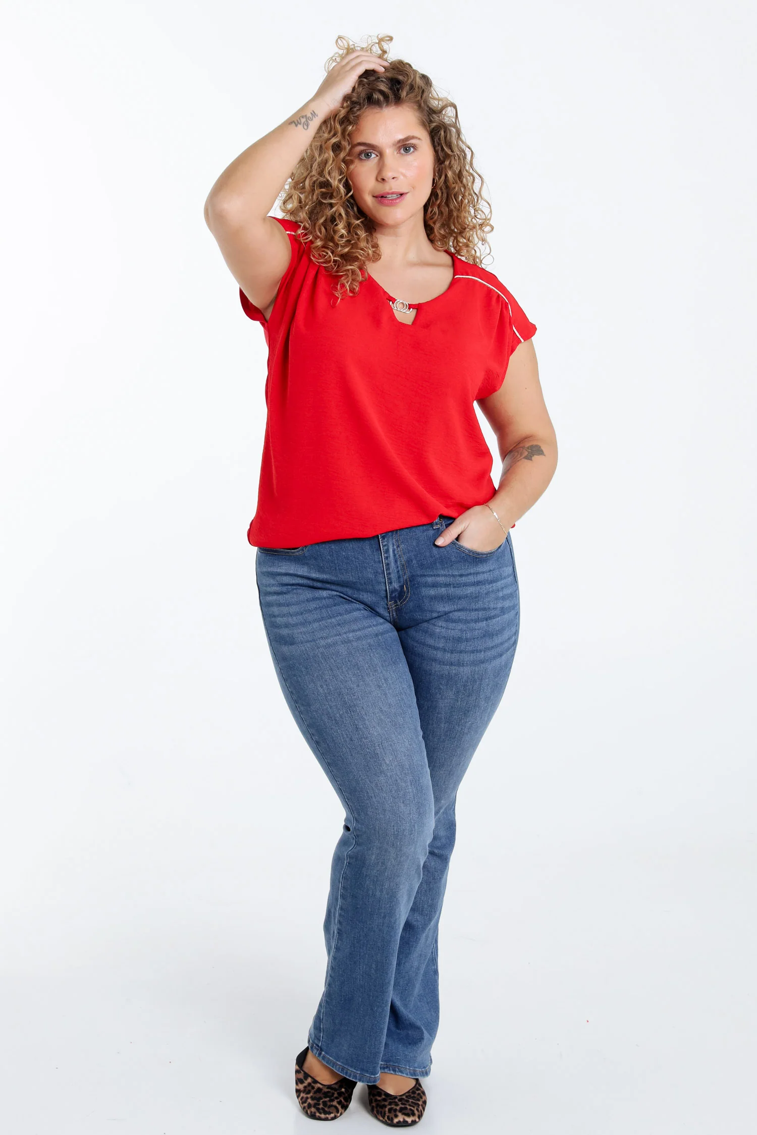 T-shirt met twee stoffen - Image 8