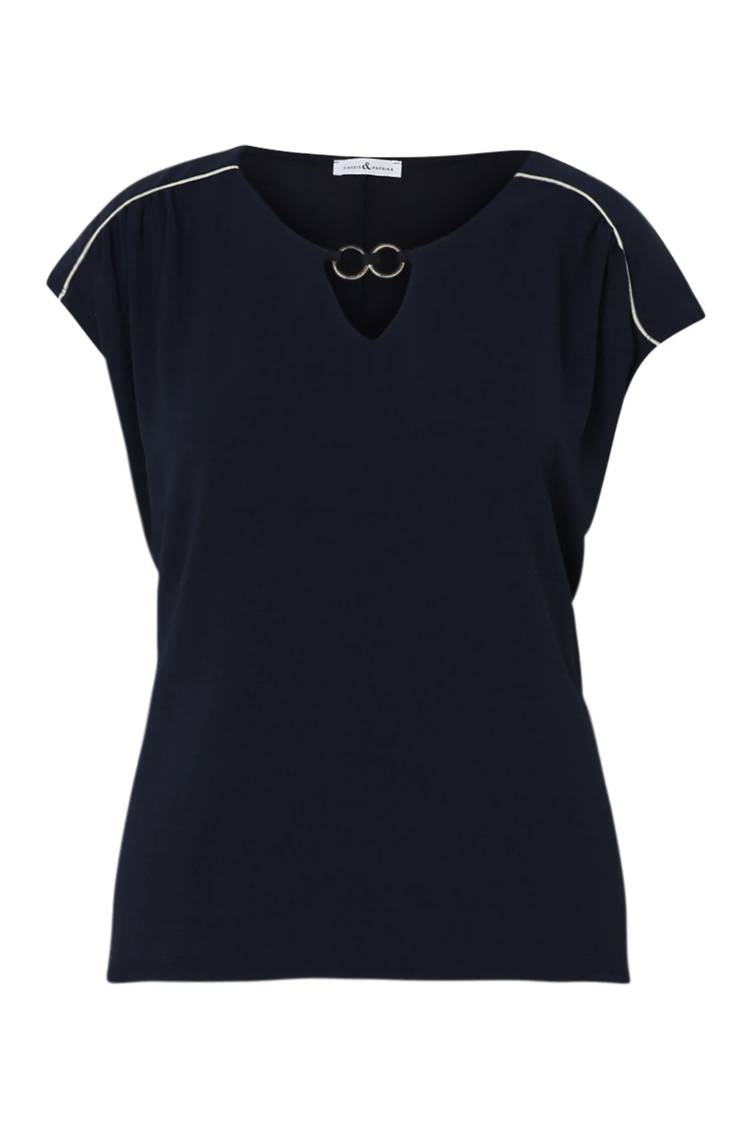T-shirt van twee materialen met ronde hals en lus - Image 21