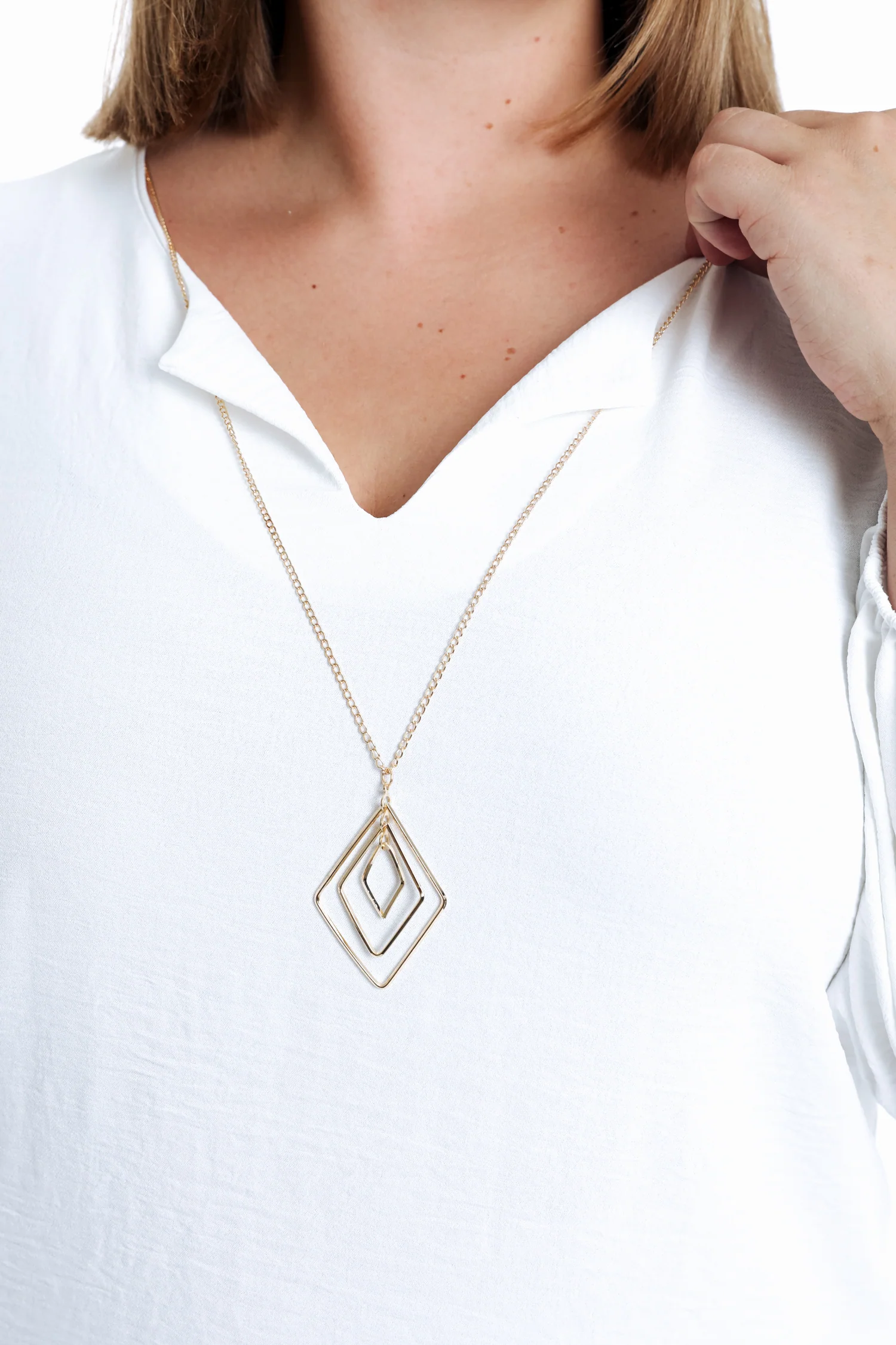 Effen bi-materiaal T-shirt met kraag - Image 3