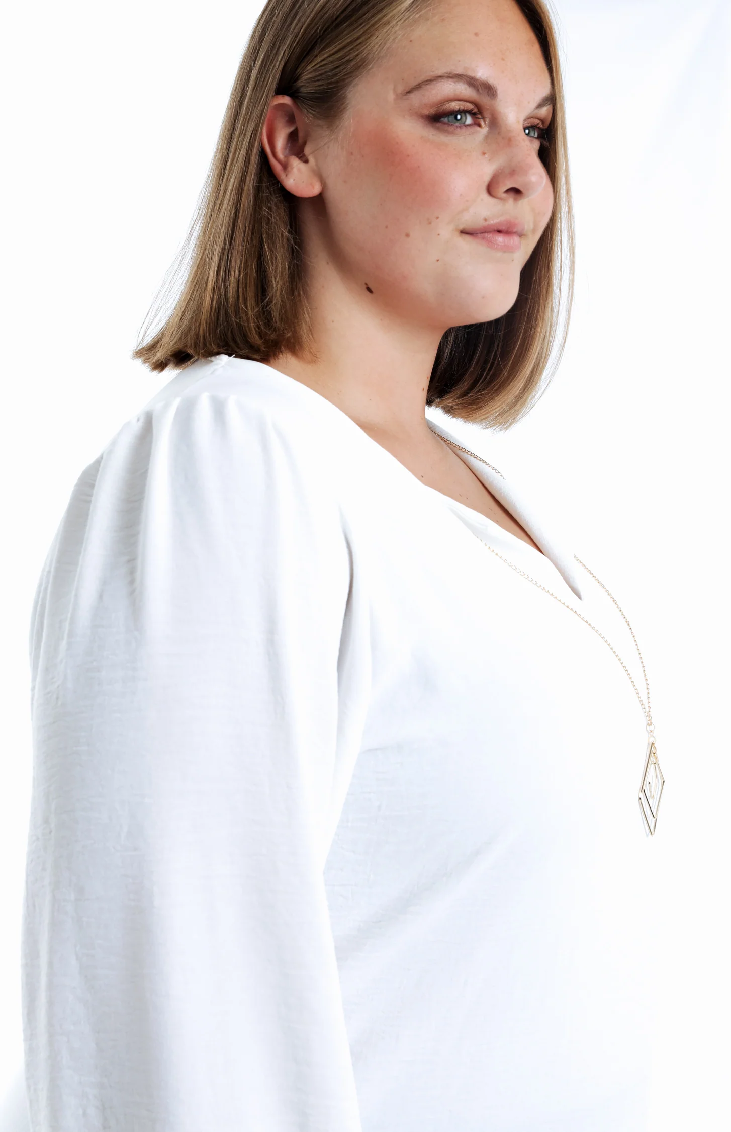 Effen bi-materiaal T-shirt met kraag - Image 4