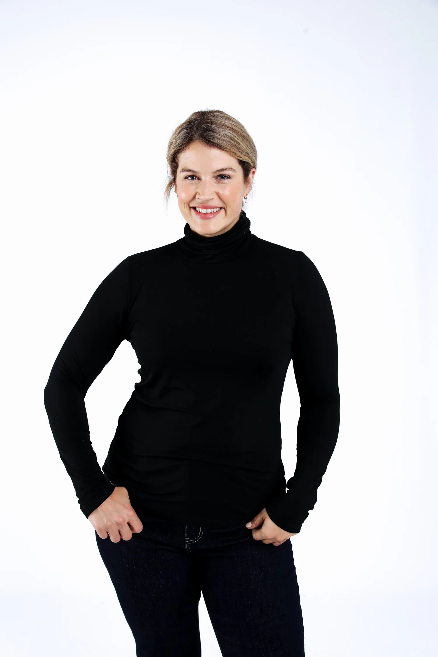 Effen T-shirt met coltrui van viscose