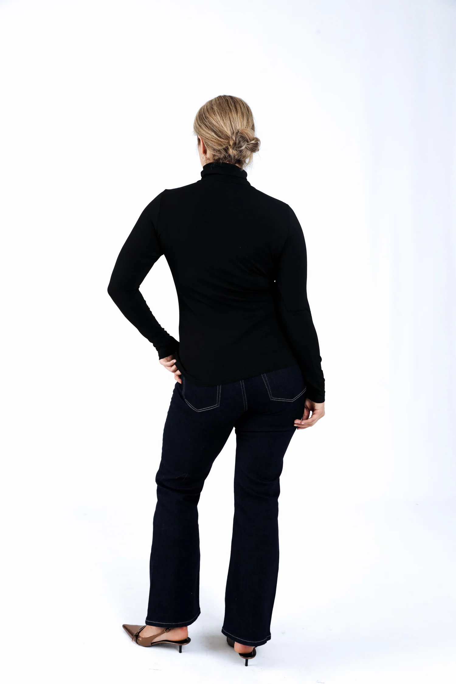 Effen T-shirt met coltrui van viscose - Image 2