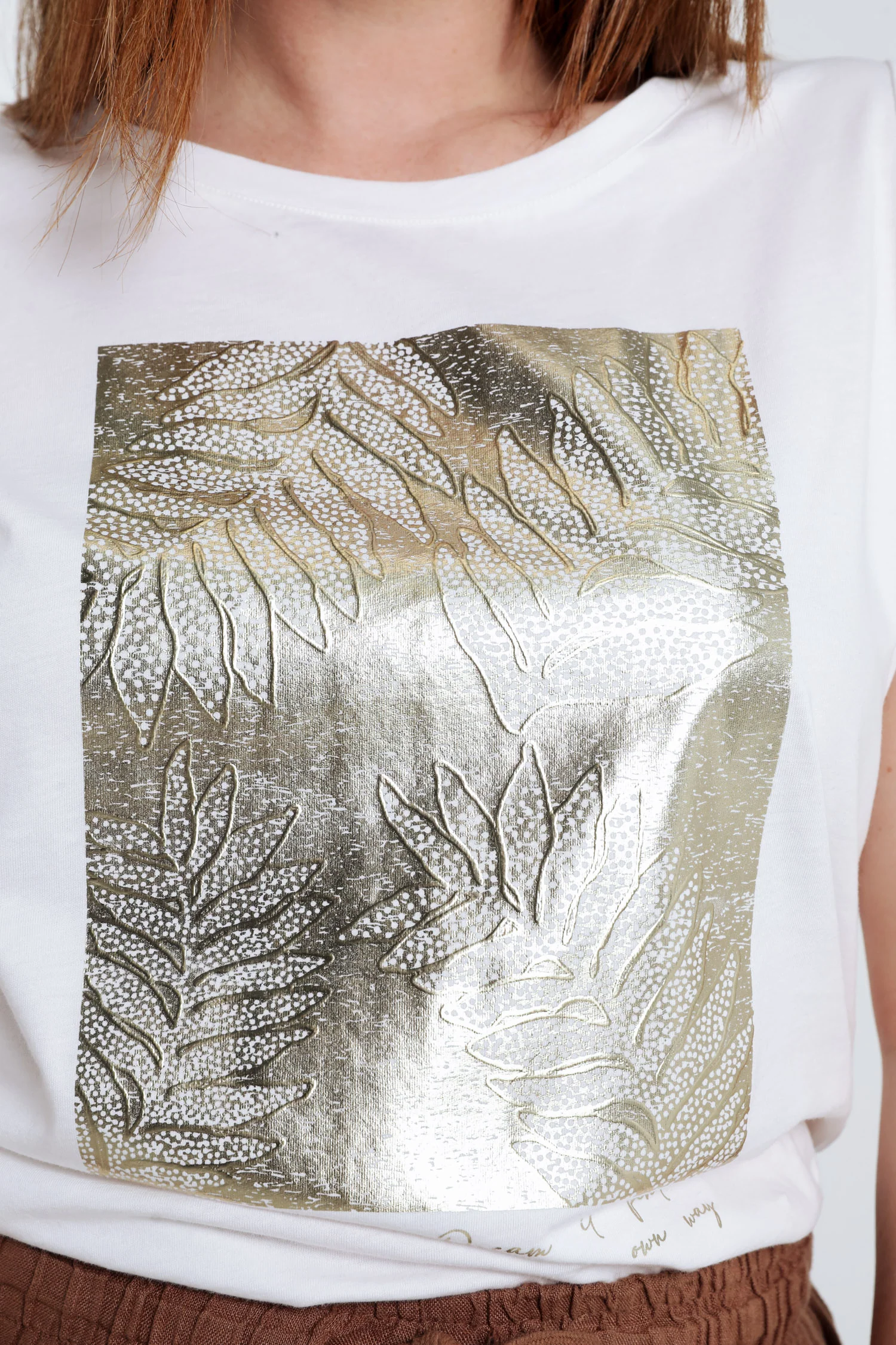 Katoenen T-shirt met folieprint - Image 5
