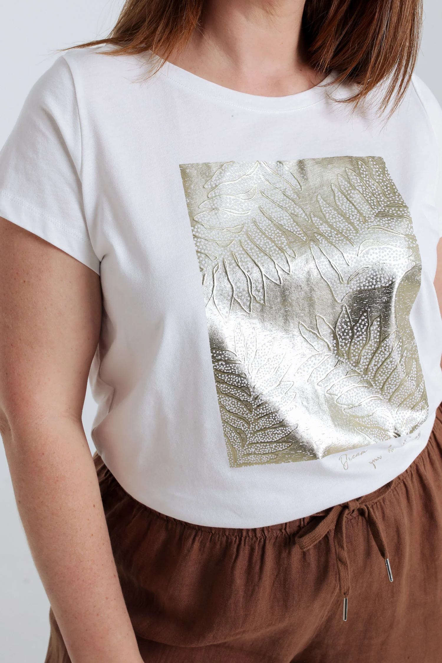 Katoenen T-shirt met folieprint - Image 6