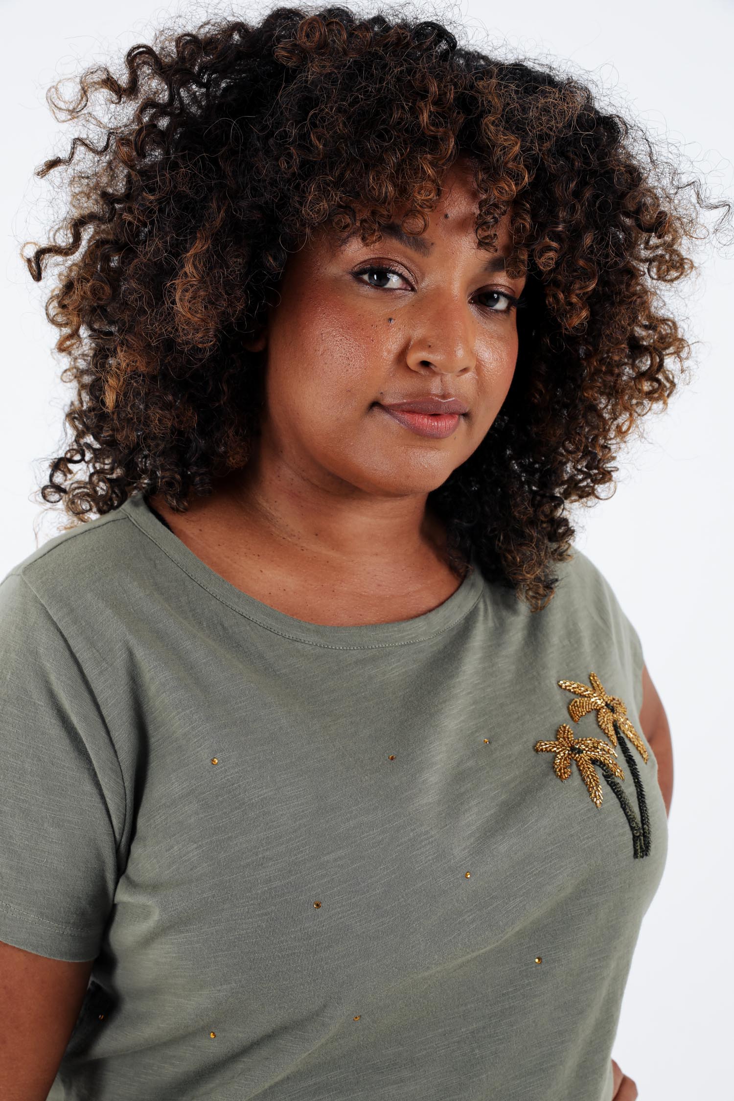 T-shirt van katoen met palmbomen in pailletten - Image 18
