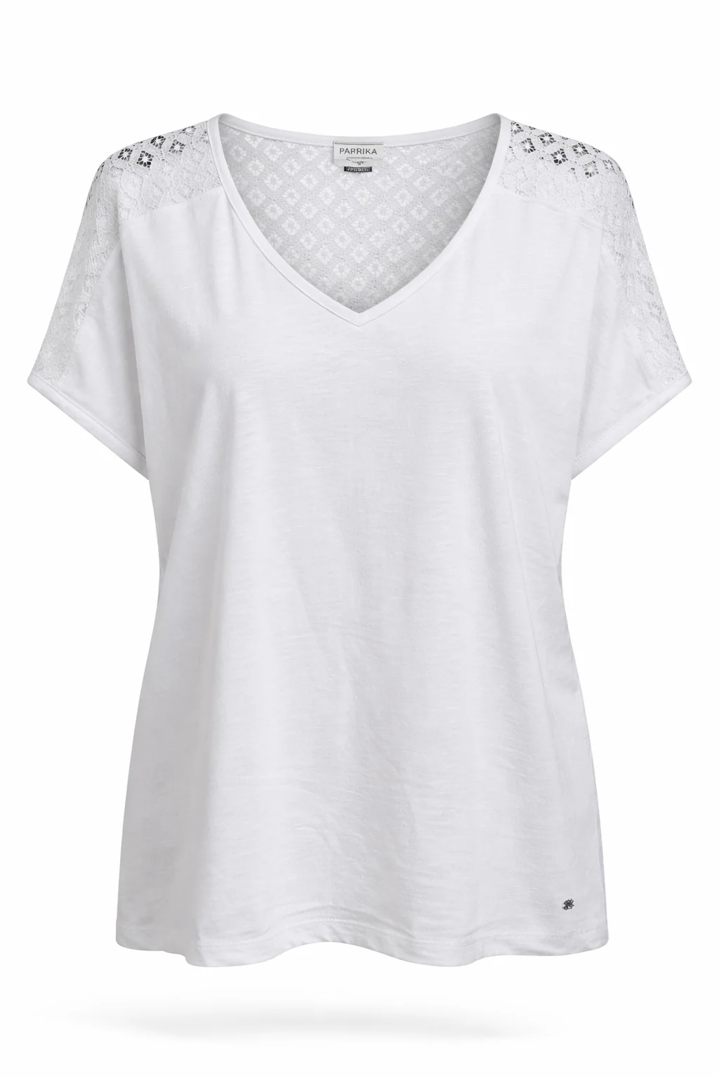 Exclusief SHEEGO - Uni T-shirt van katoen en viscose met kant - Image 10