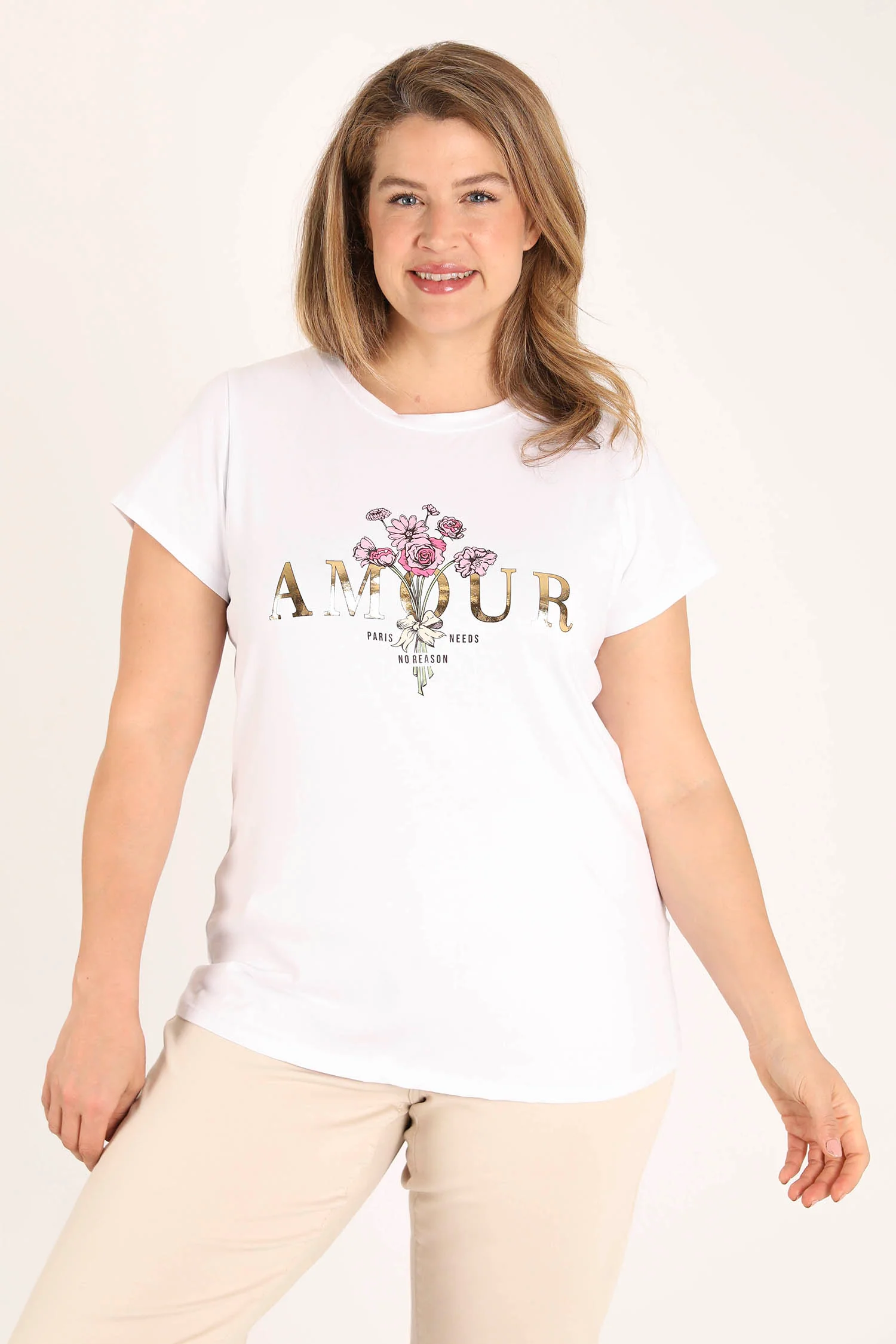 T-shirt van katoen met Amour-print