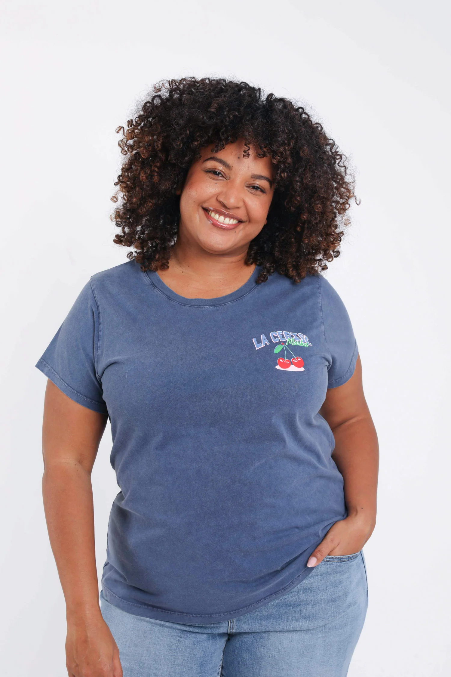 Katoenen T-shirt met kersenprint