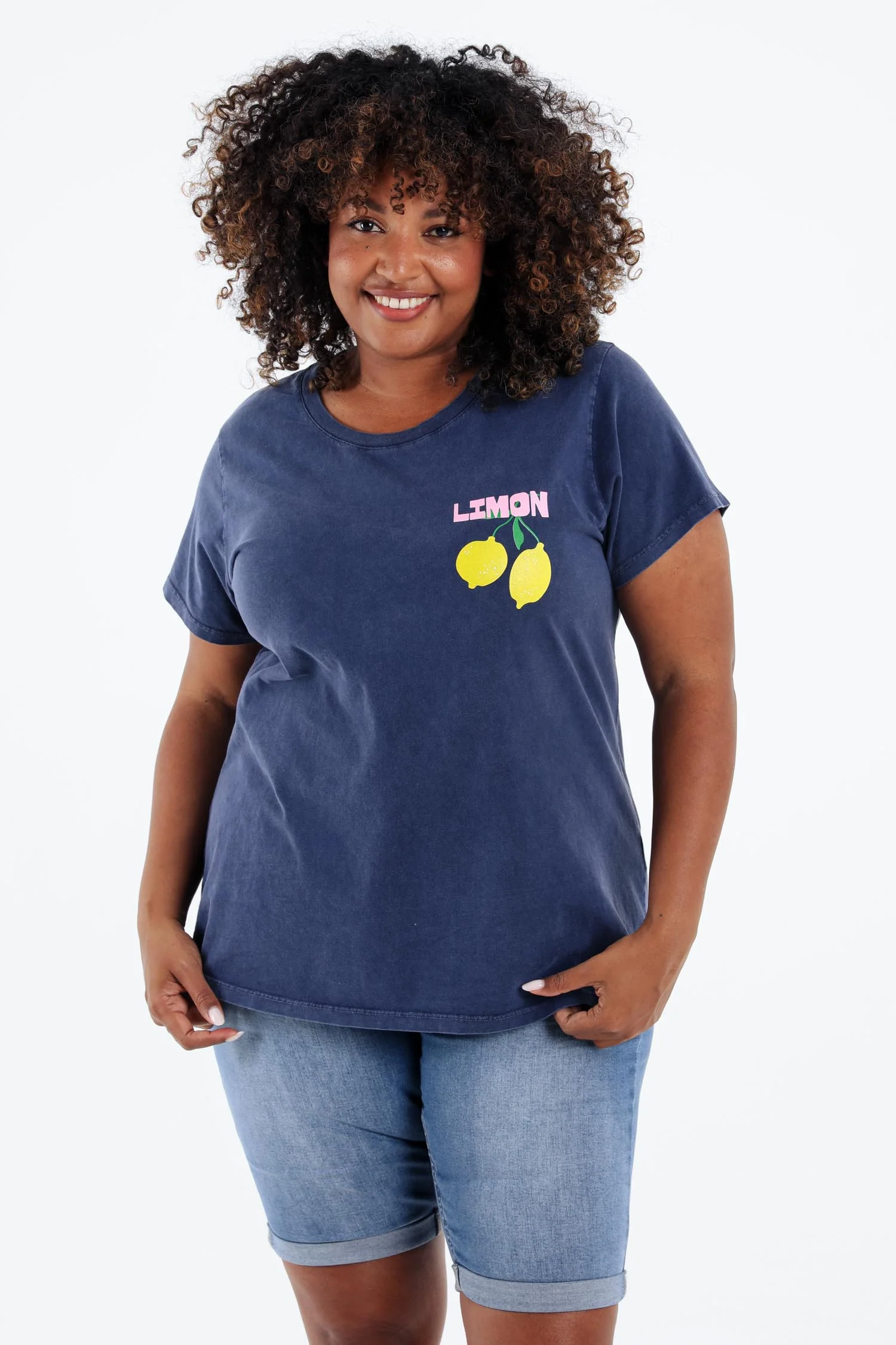 T-shirt van katoen met citroenprint