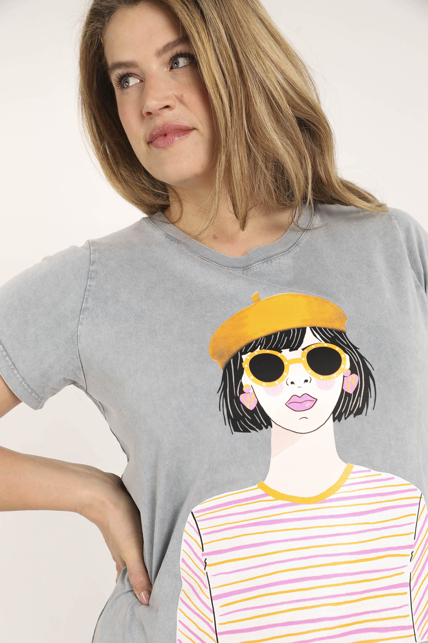 Dames T-shirt van katoen met print - Image 3