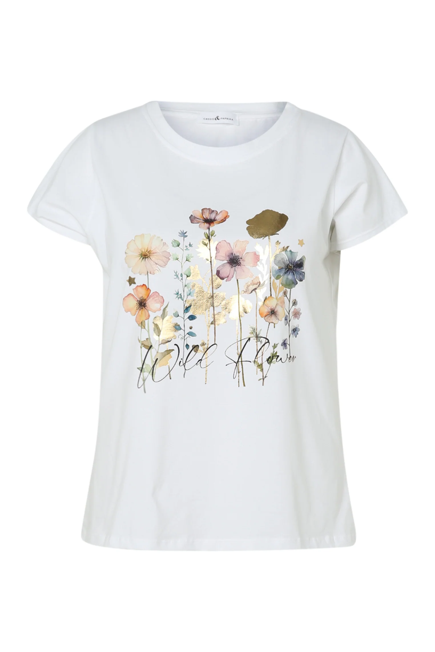T-shirt van katoen met bloemenprint en folie - Image 10