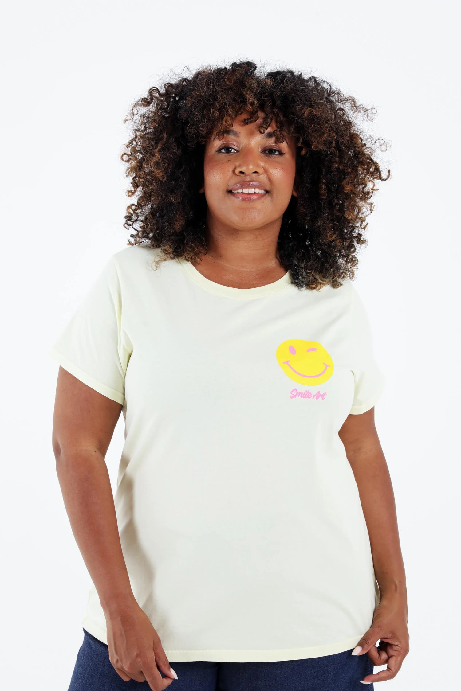 T-shirt van katoen met smile-print