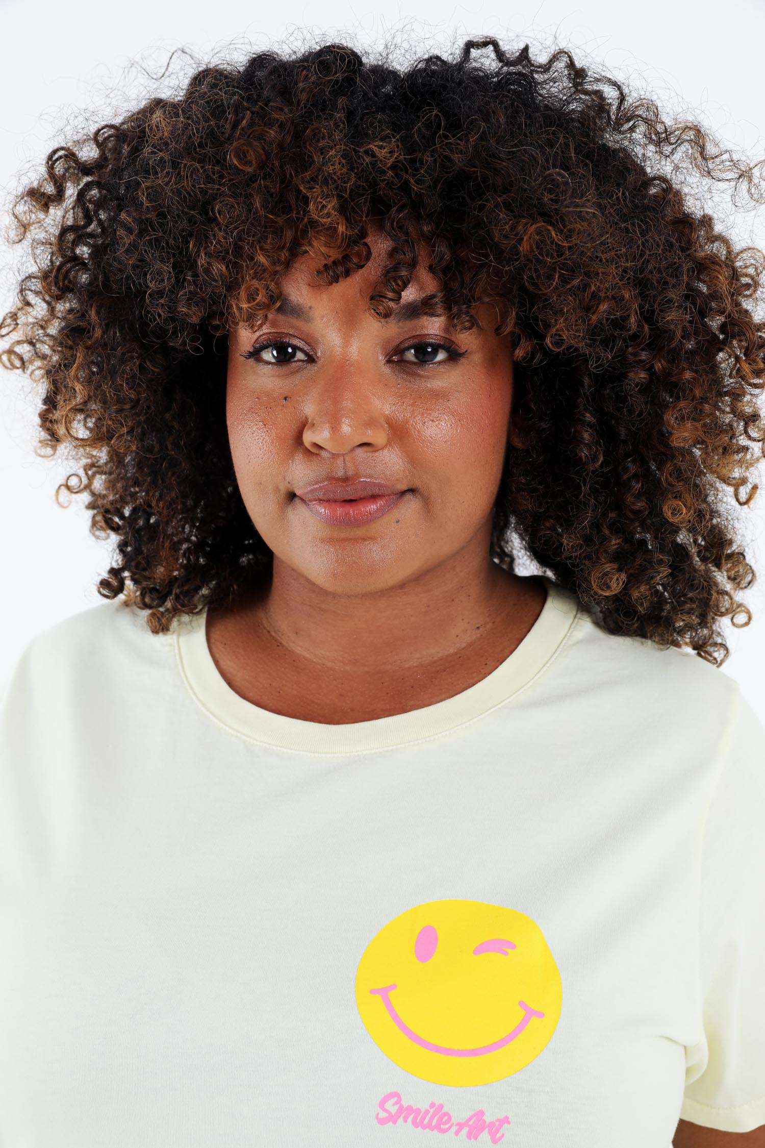 T-shirt van katoen met smile-print - Image 3