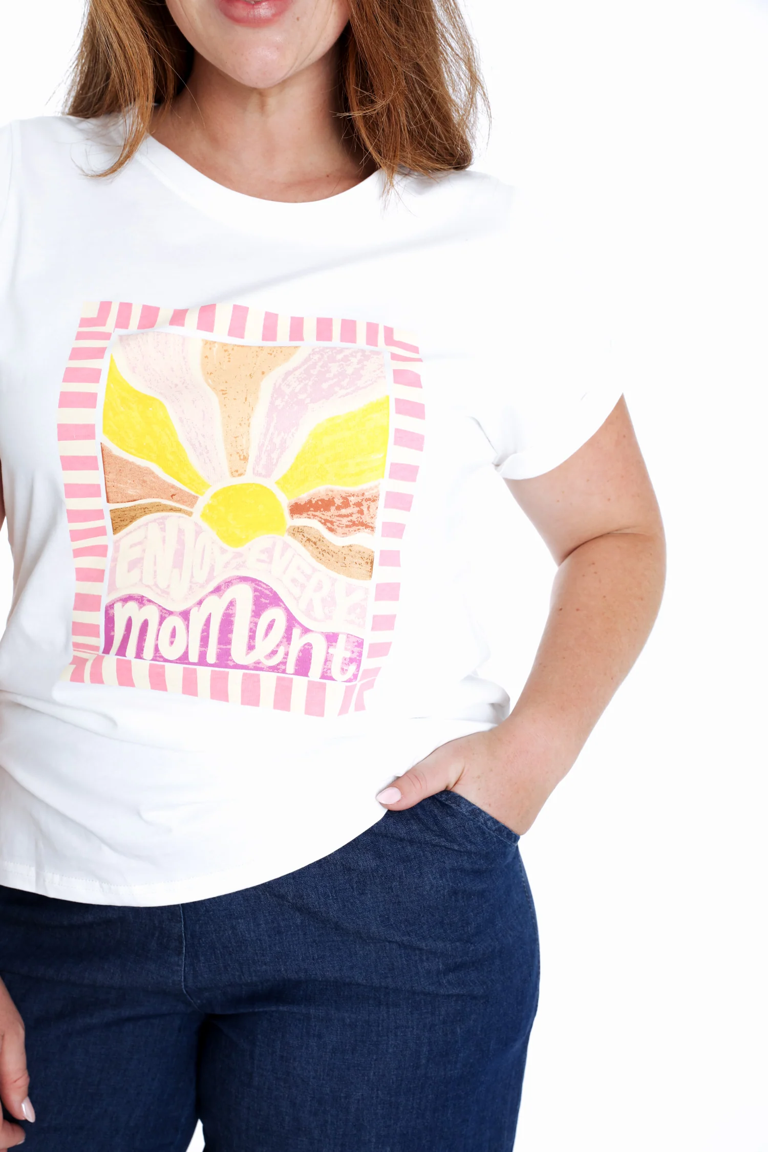 T-shirt van katoen met zonnenprint - Image 4