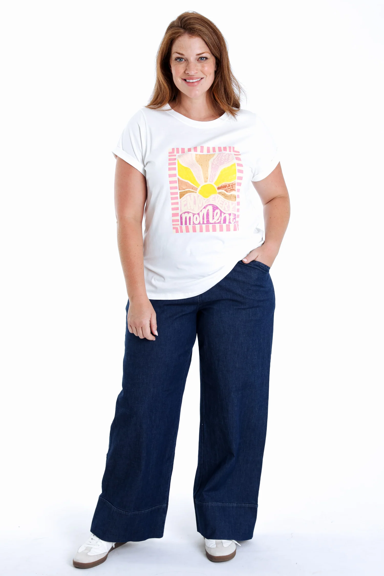 T-shirt van katoen met zonnenprint - Image 7