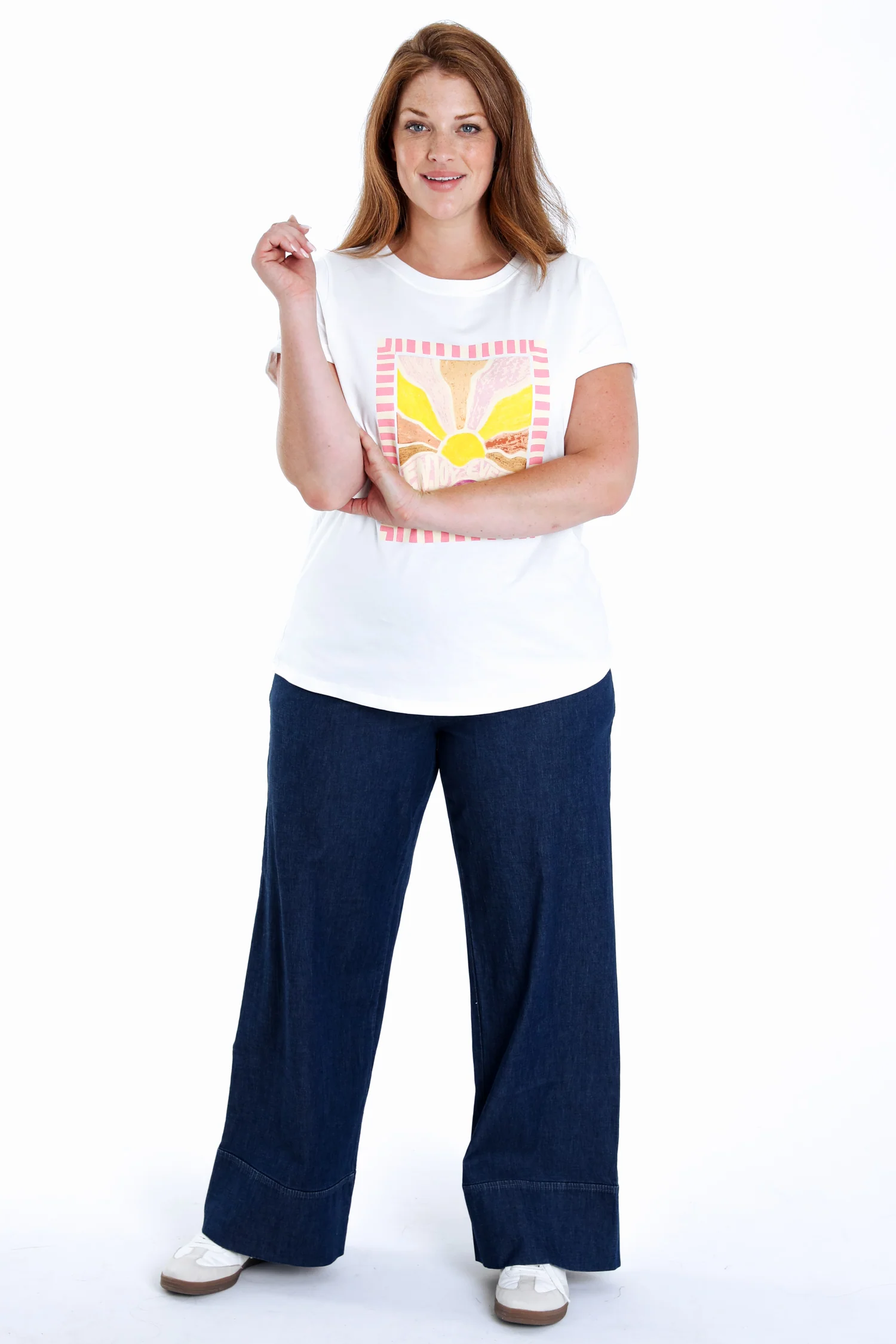 T-shirt van katoen met zonnenprint - Image 8