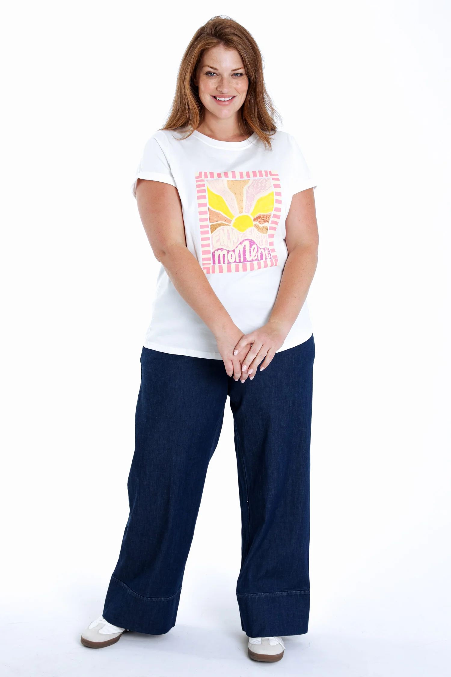 T-shirt van katoen met zonnenprint - Image 9