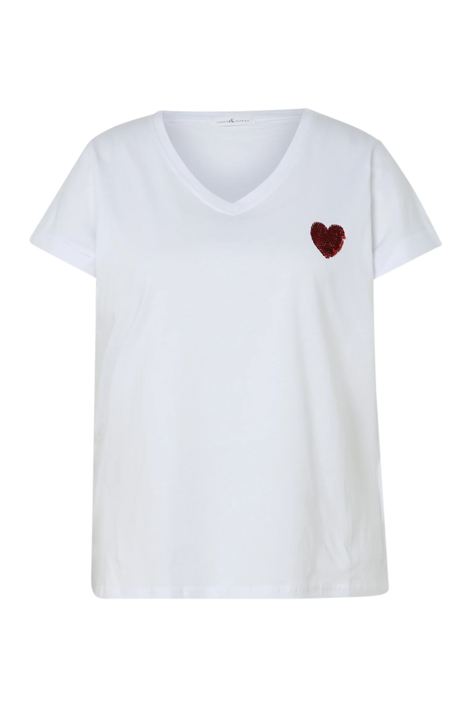 Effen katoenen T-shirt met hart van pailletten - Image 10