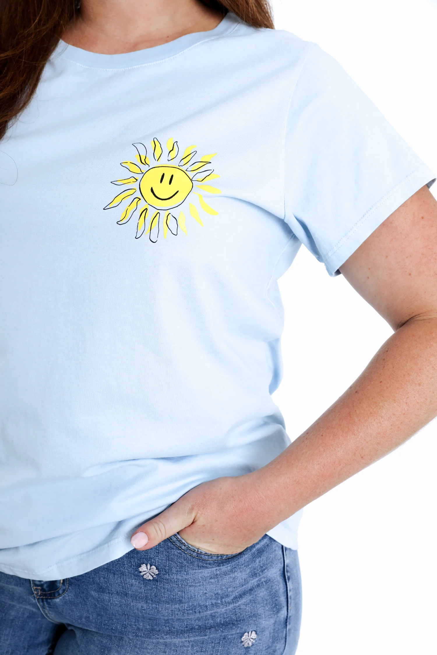 Effen katoenen T-shirt met zonnenprint - Image 4
