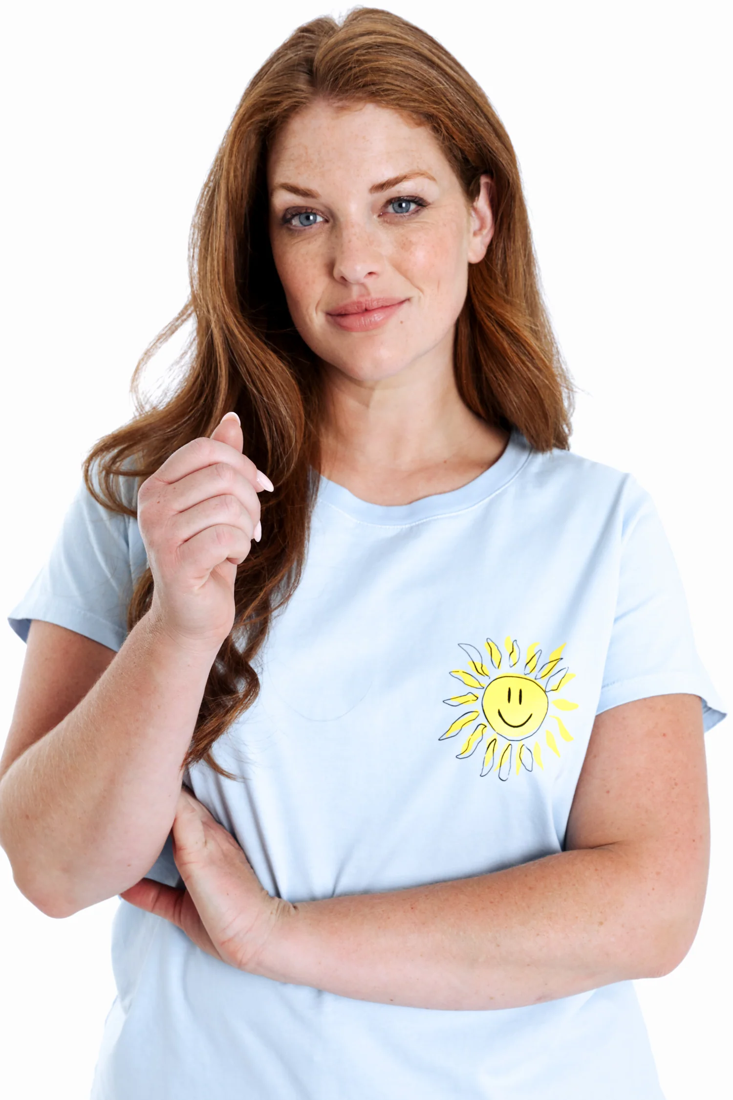 Effen katoenen T-shirt met zonnenprint - Image 5