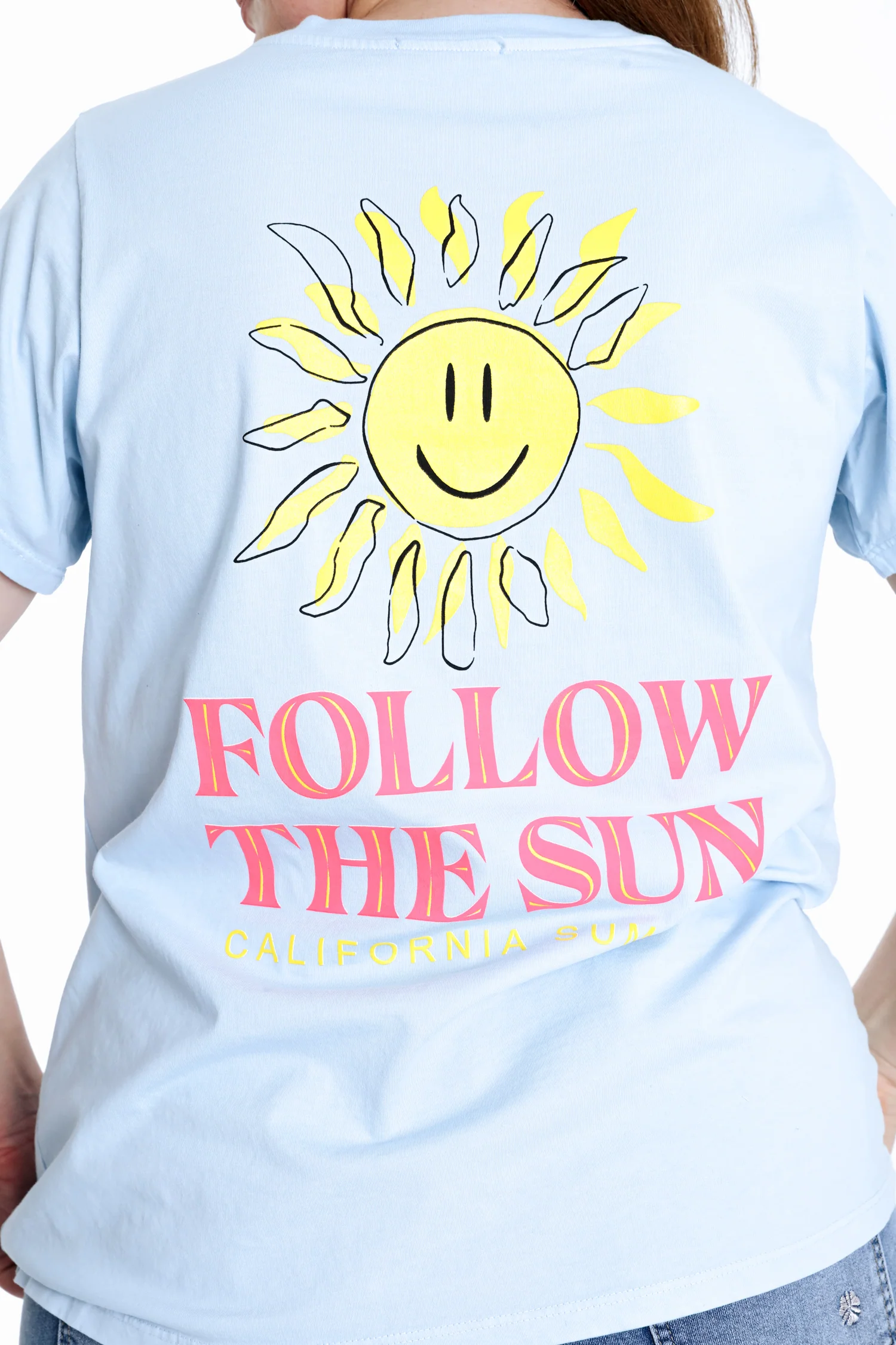 Effen katoenen T-shirt met zonnenprint - Image 6