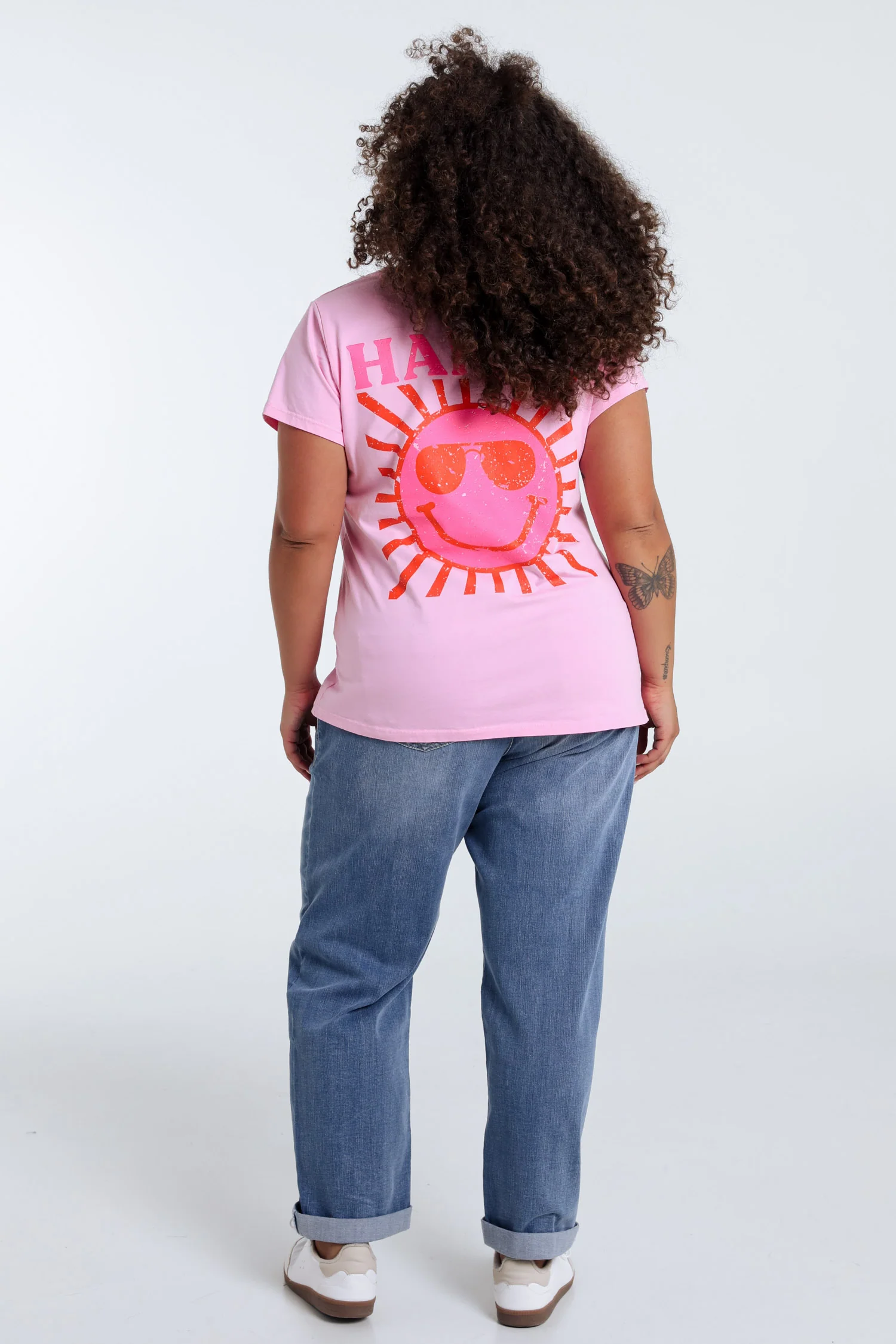 Effen katoenen T-shirt met zonafdruk - Image 2
