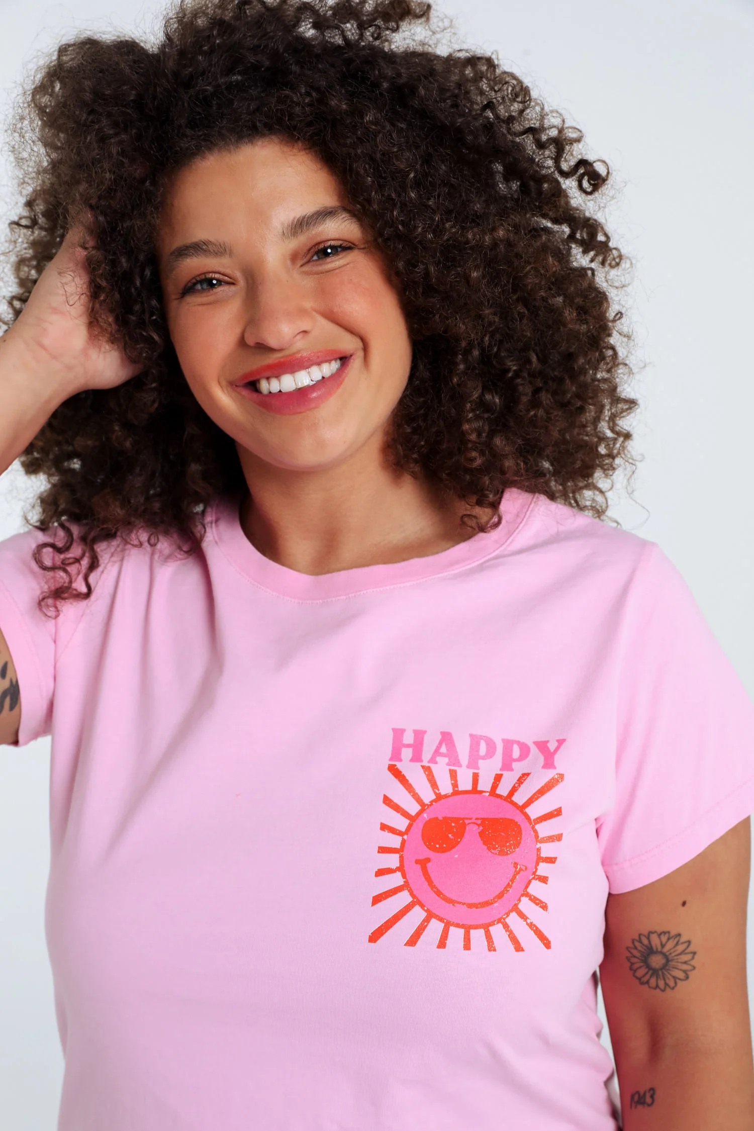 Effen katoenen T-shirt met zonafdruk - Image 3