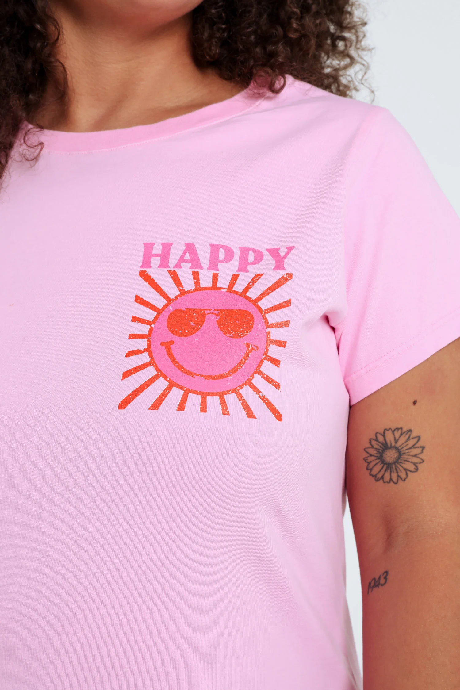 Effen katoenen T-shirt met zonafdruk - Image 4