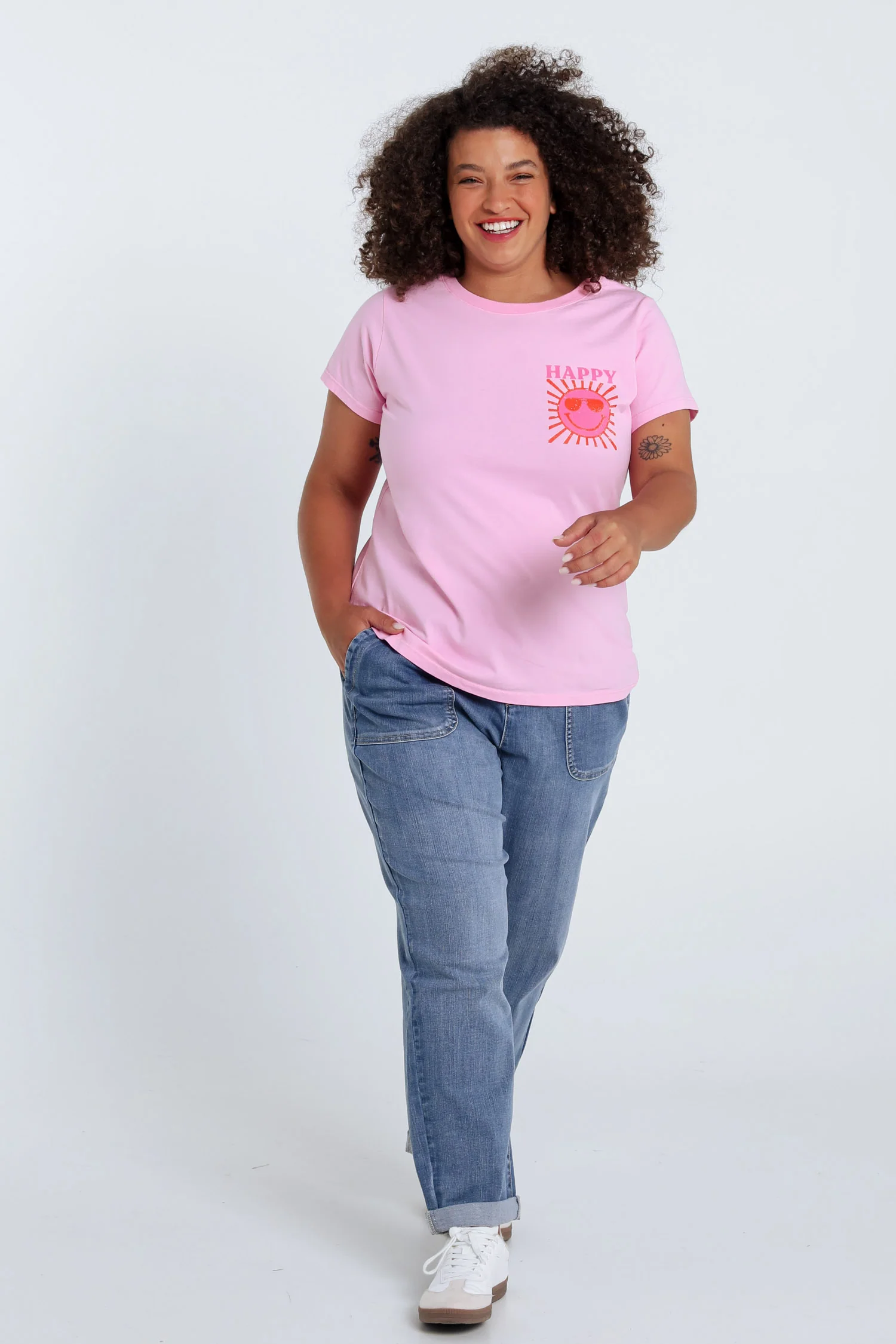 Effen katoenen T-shirt met zonafdruk - Image 7