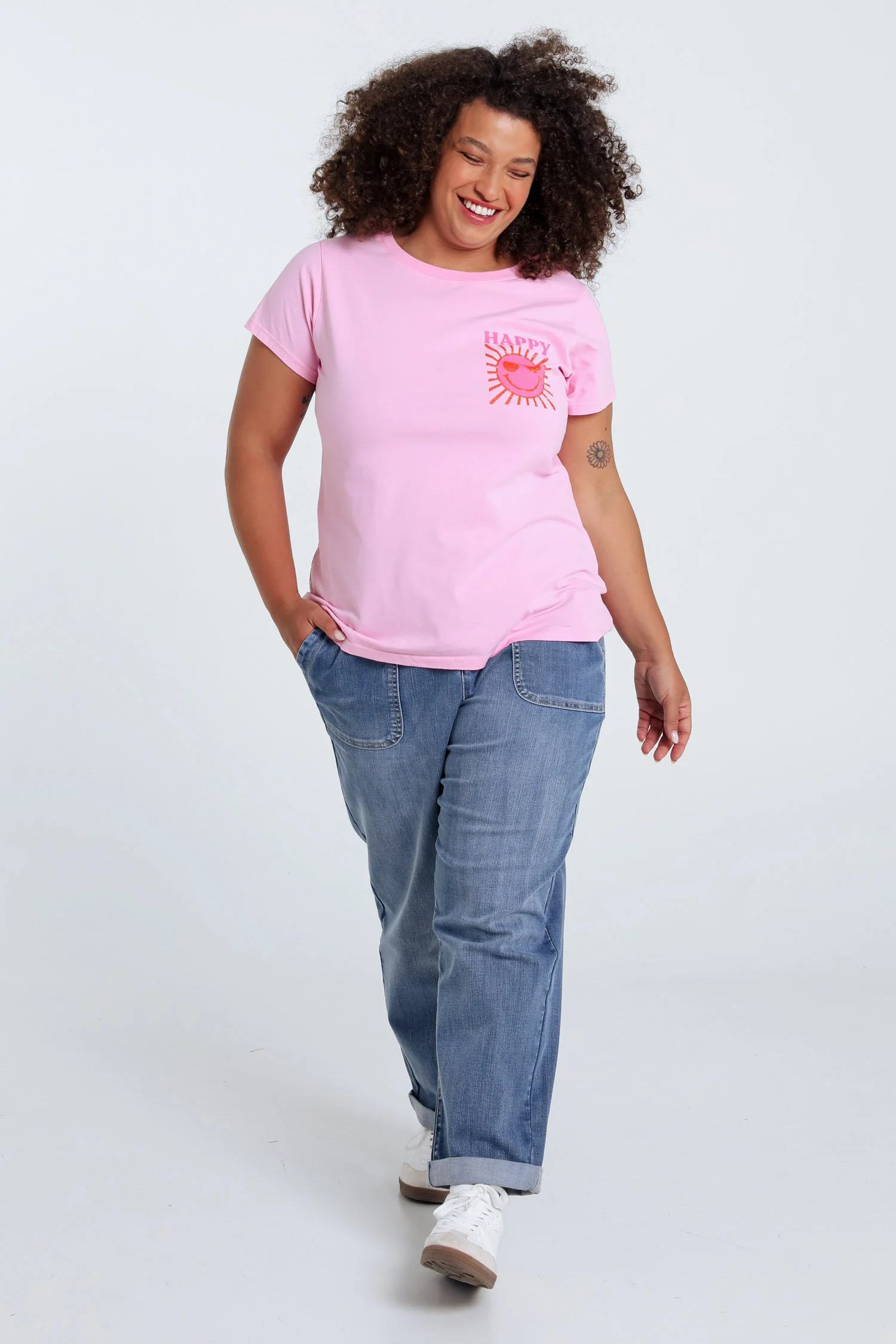 Effen katoenen T-shirt met zonafdruk - Image 8