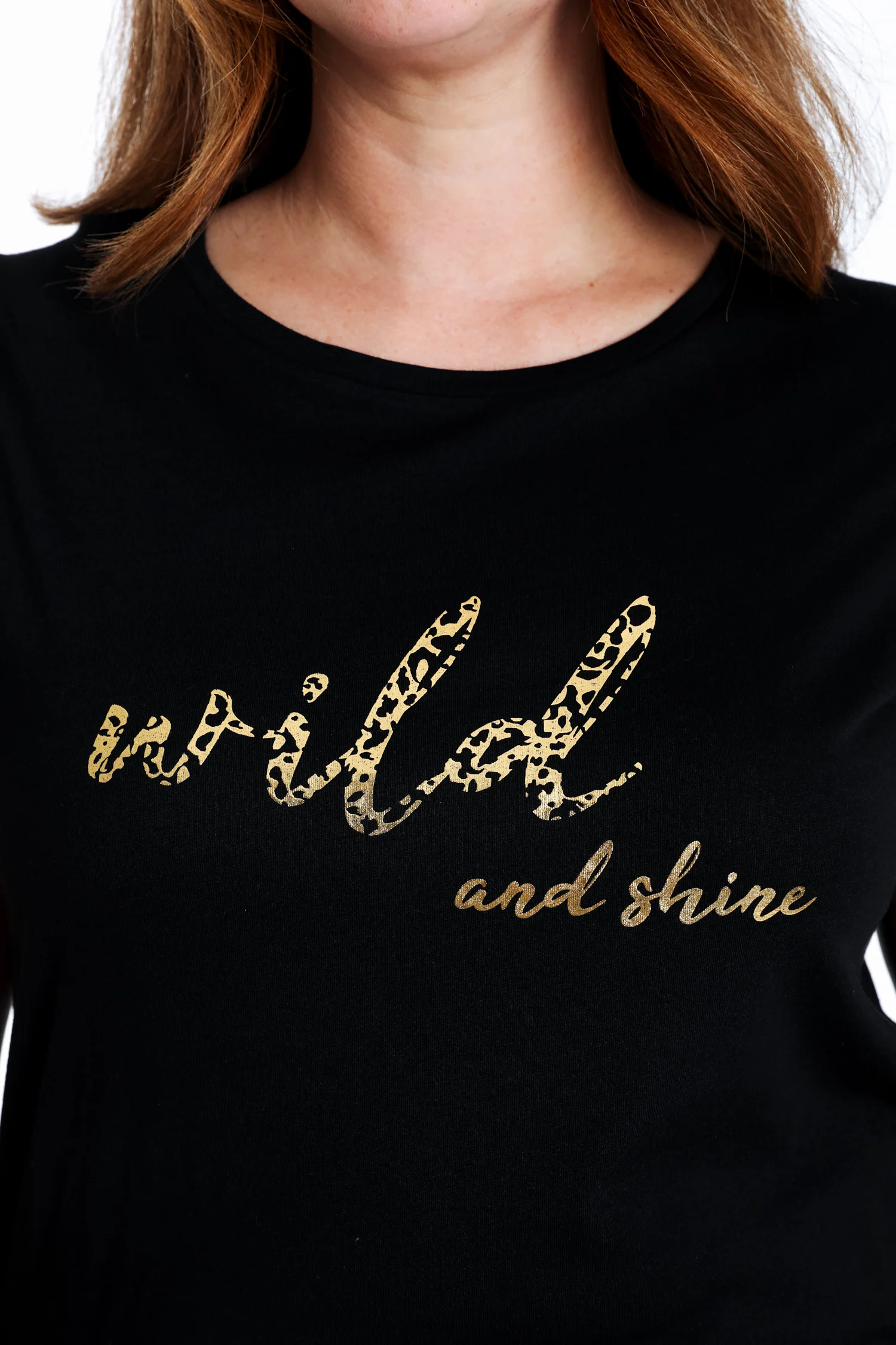Effen katoenen T-shirt met Wild and shine-opdruk - Image 3