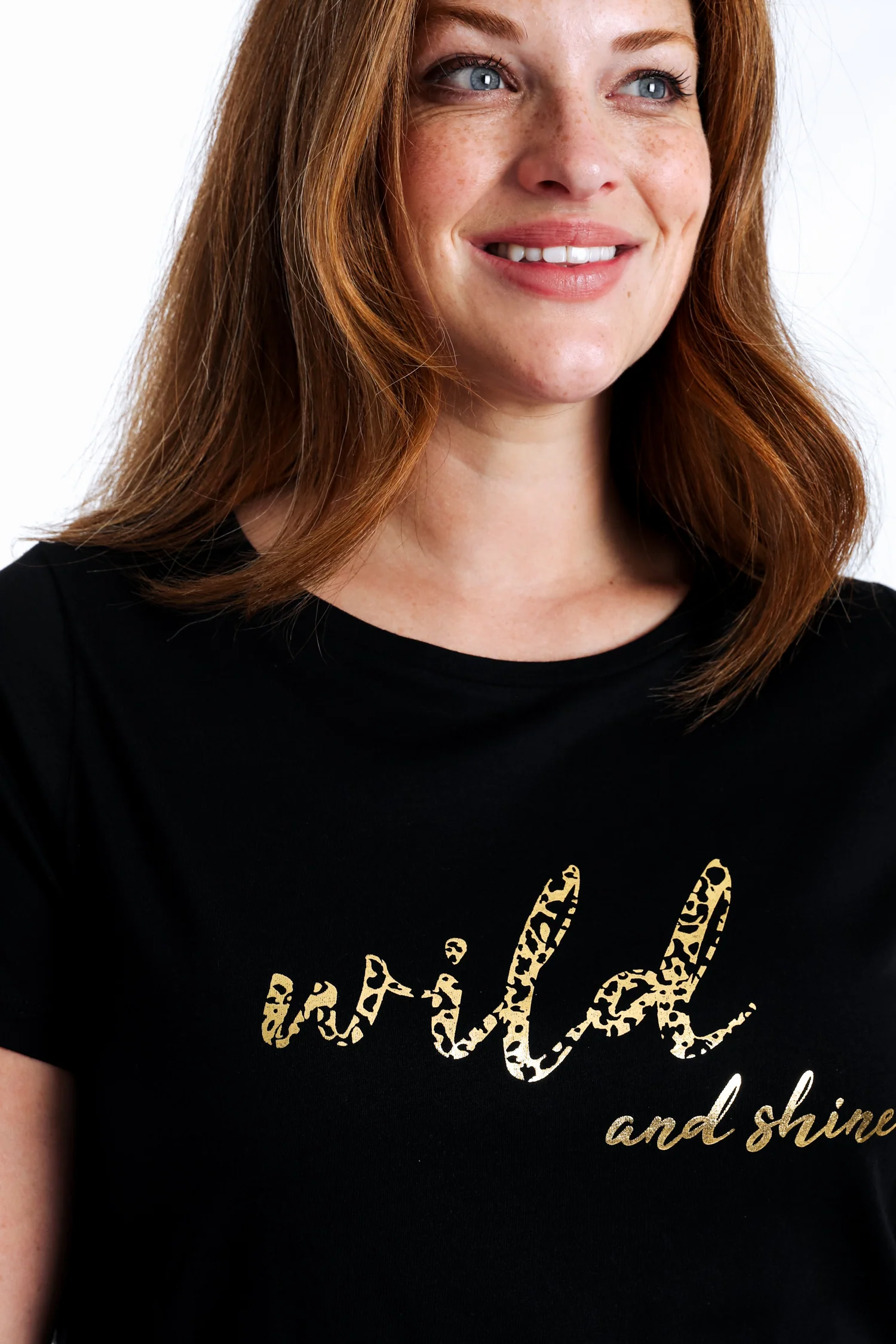 Effen katoenen T-shirt met Wild and shine-opdruk - Image 4