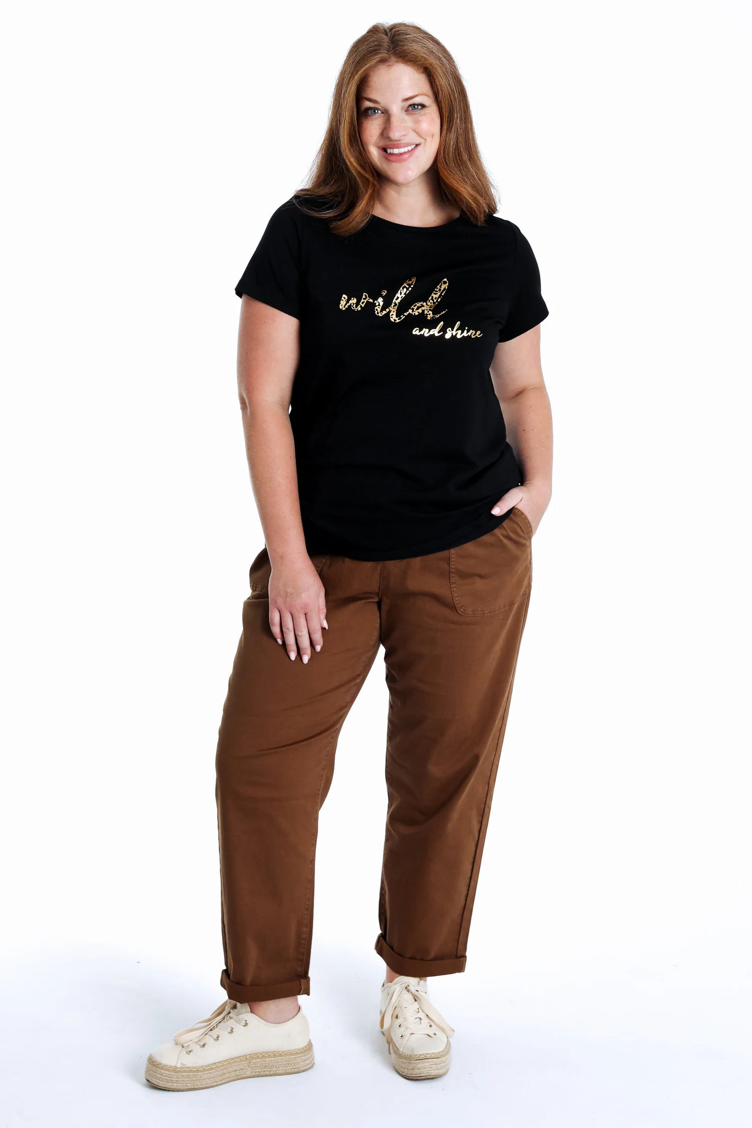 Effen katoenen T-shirt met Wild and shine-opdruk - Image 8