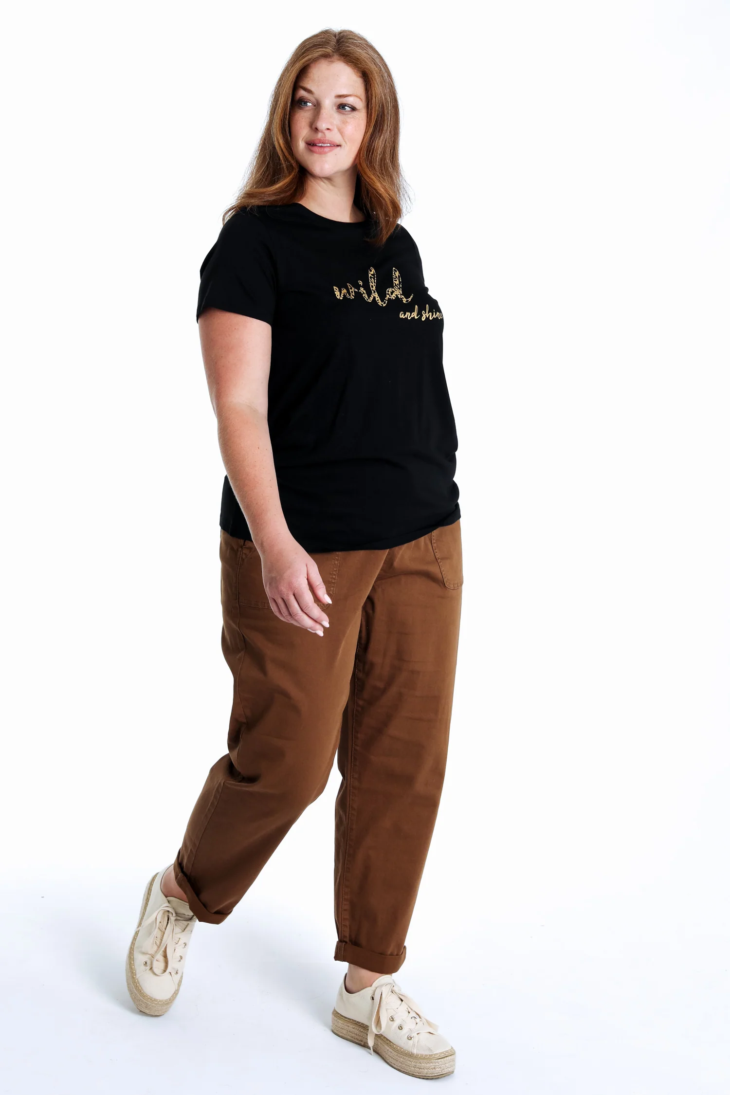 Effen katoenen T-shirt met Wild and shine-opdruk - Image 9