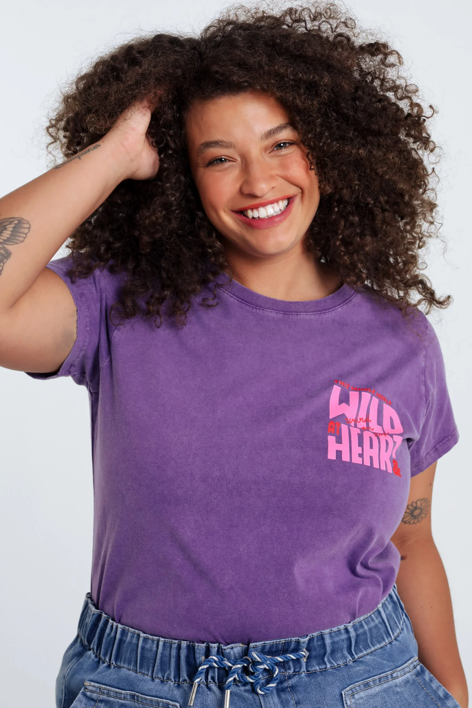 Katoenen T-shirt met de boodschap Wild heart