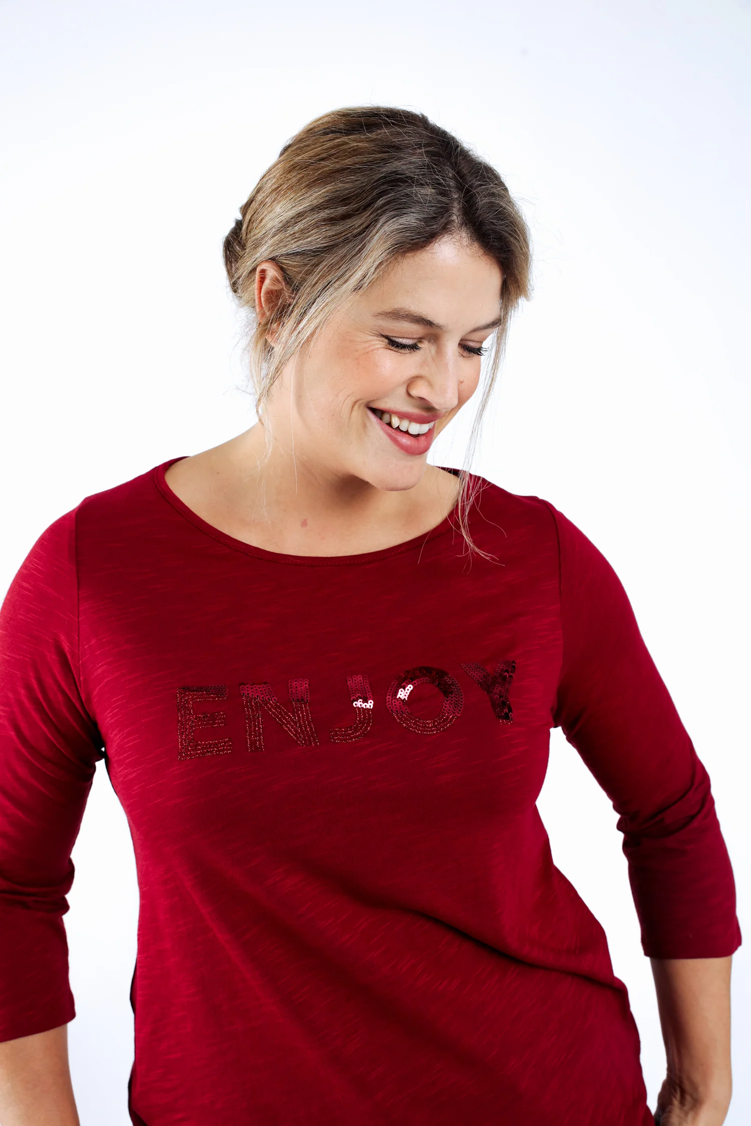 Effen katoenen T-shirt Enjoy - Image 3