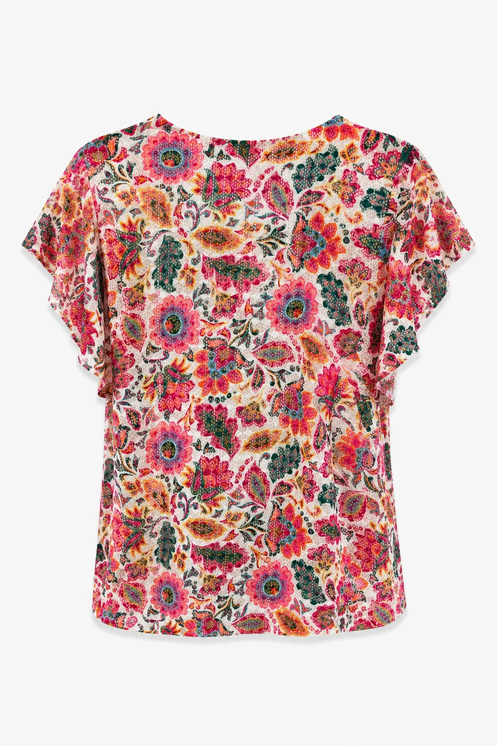 T-shirt van kant met print van Indiase bloemen - Image 4