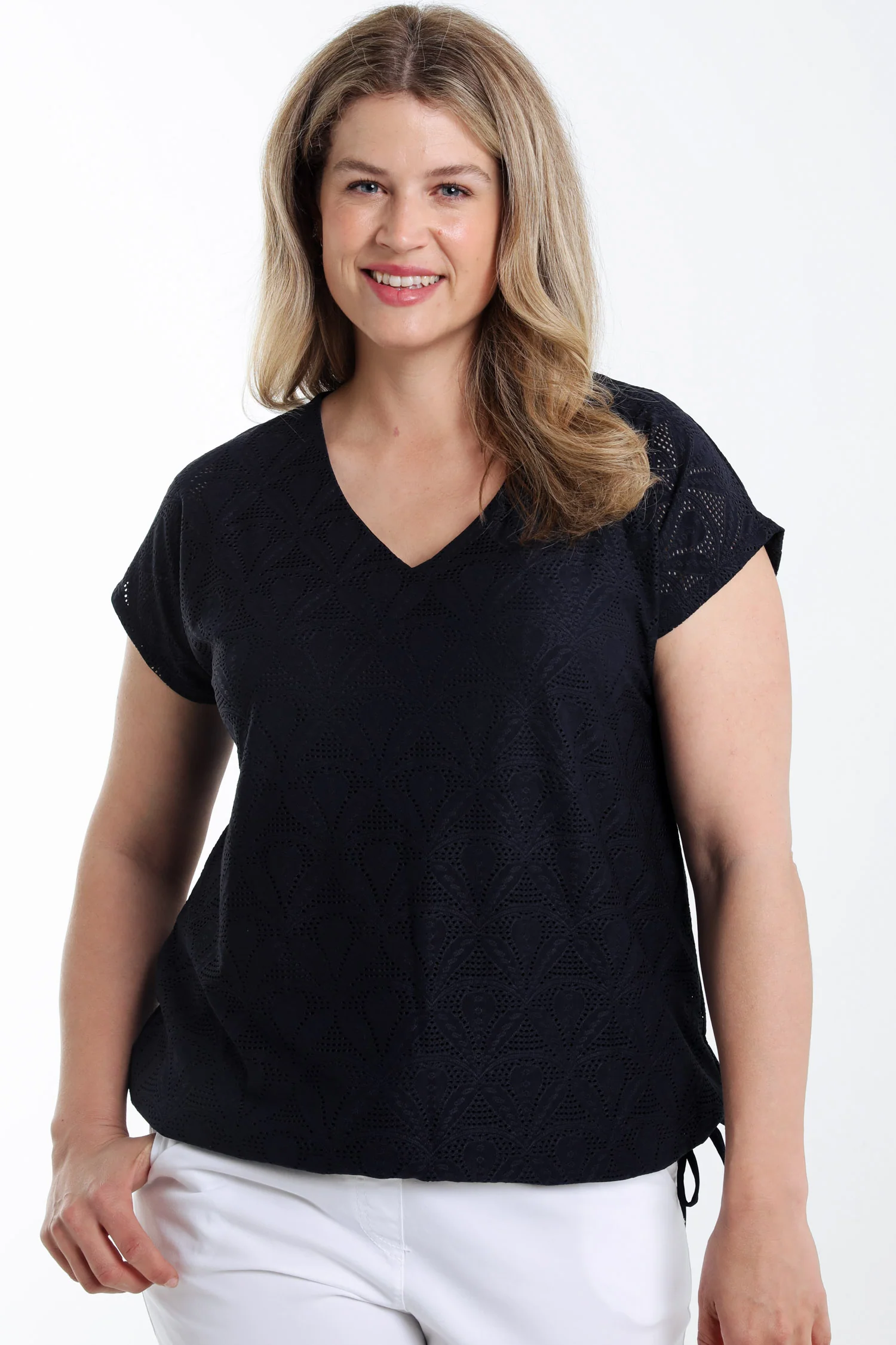 Effen kanten T-shirt met bloemmotief - Image 12