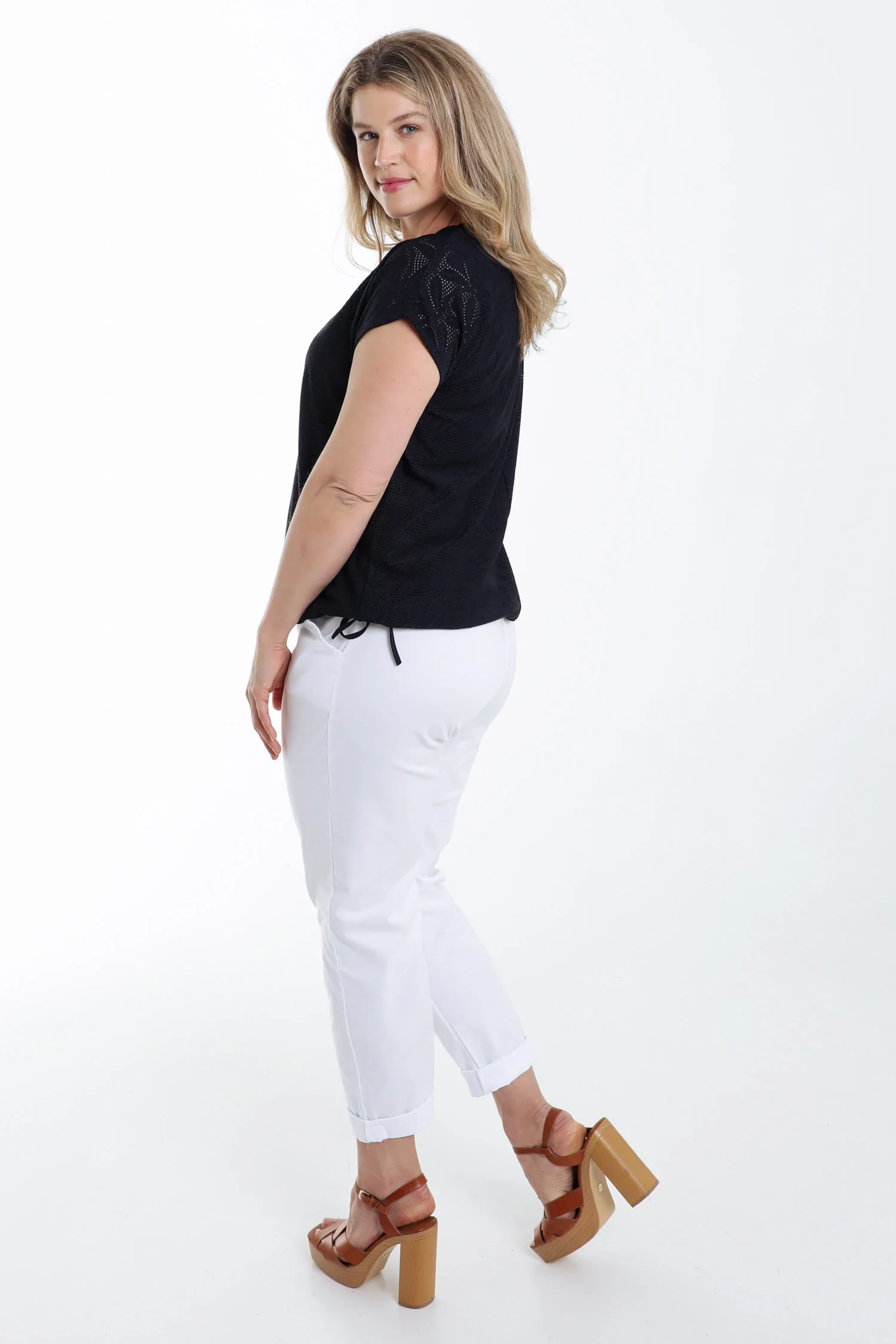 Effen kanten T-shirt met bloemmotief - Image 13