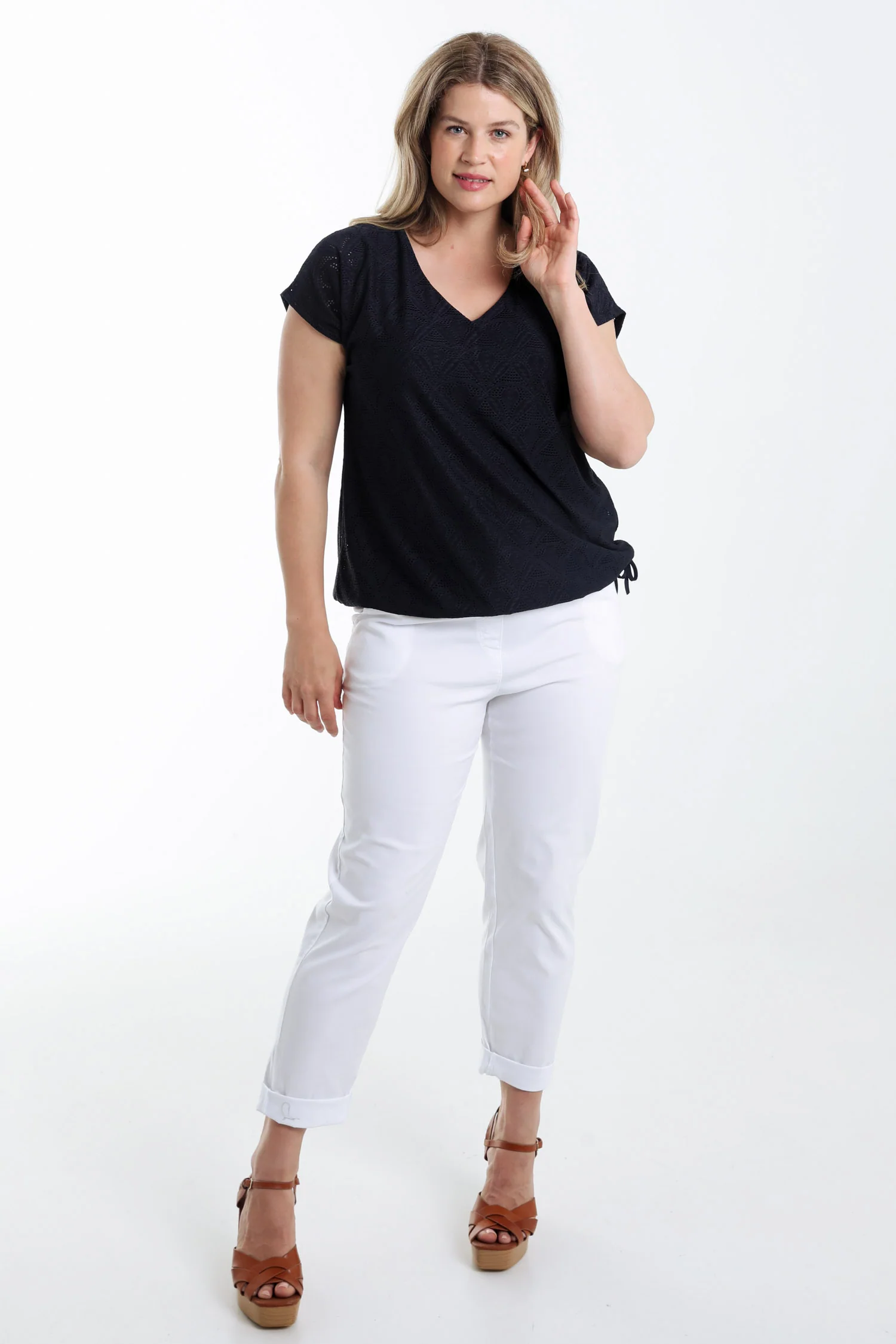 Effen kanten T-shirt met bloemmotief - Image 18