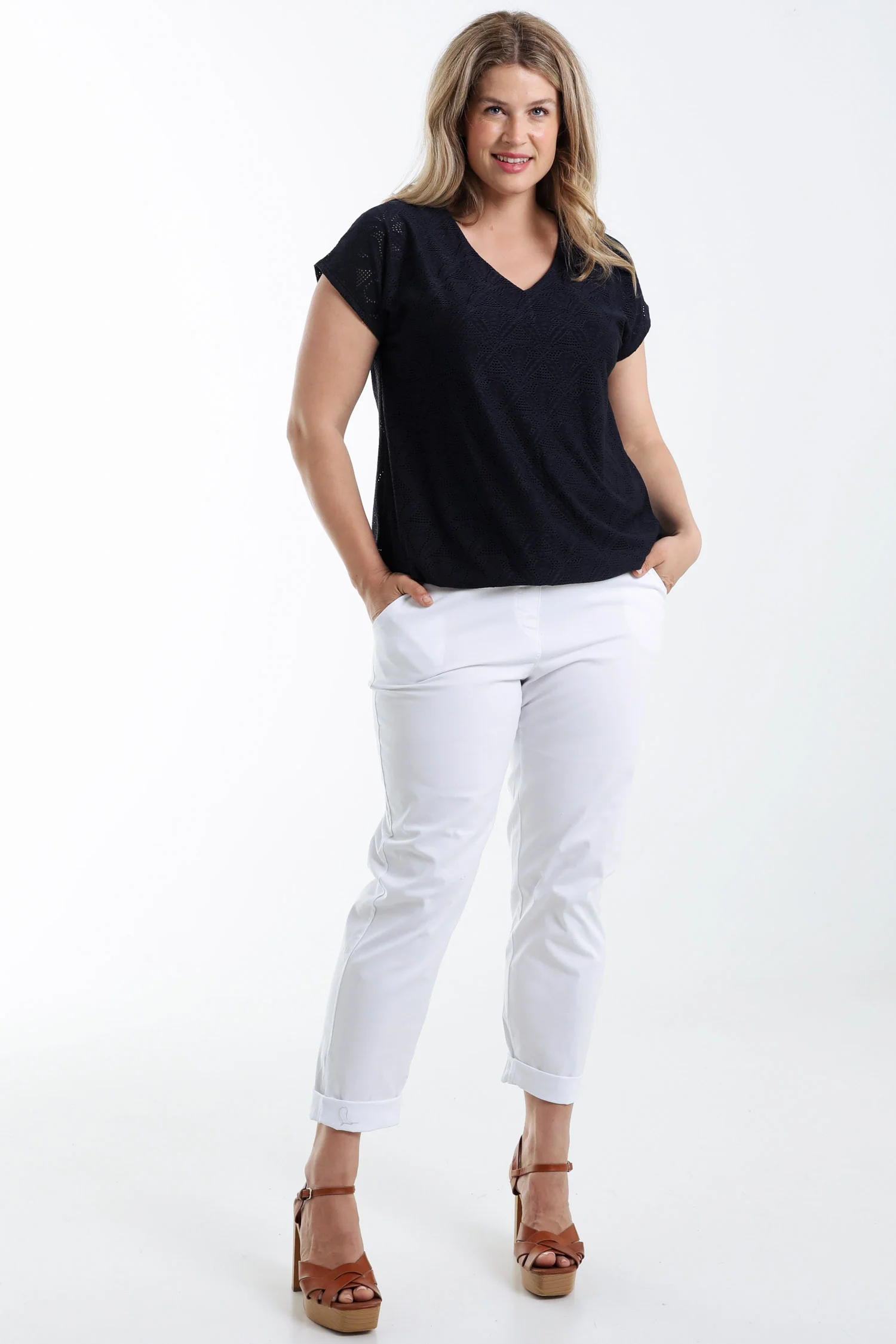 Effen kanten T-shirt met bloemmotief - Image 19