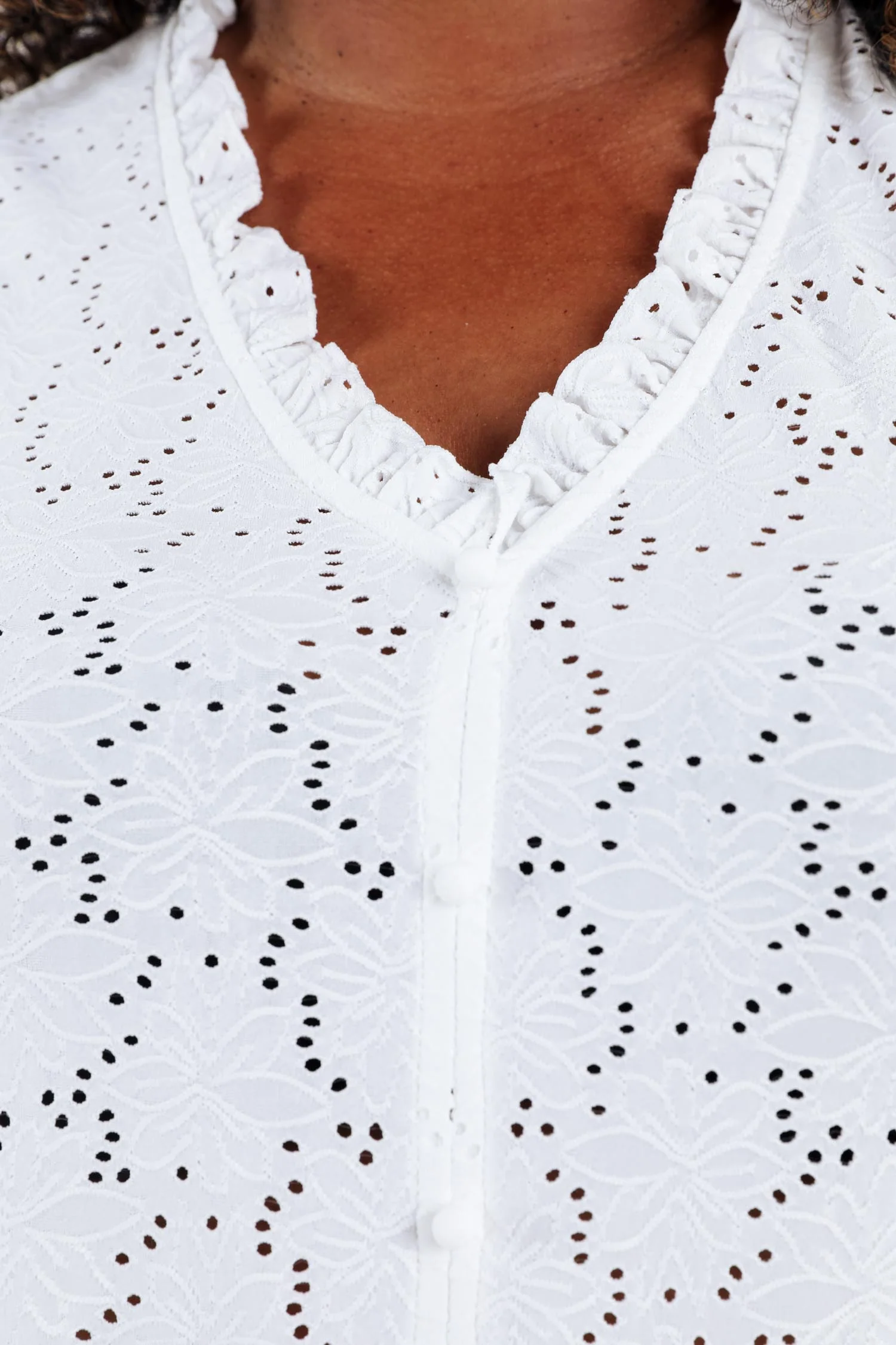 Effen kanten T-shirt met ruffles - Image 6
