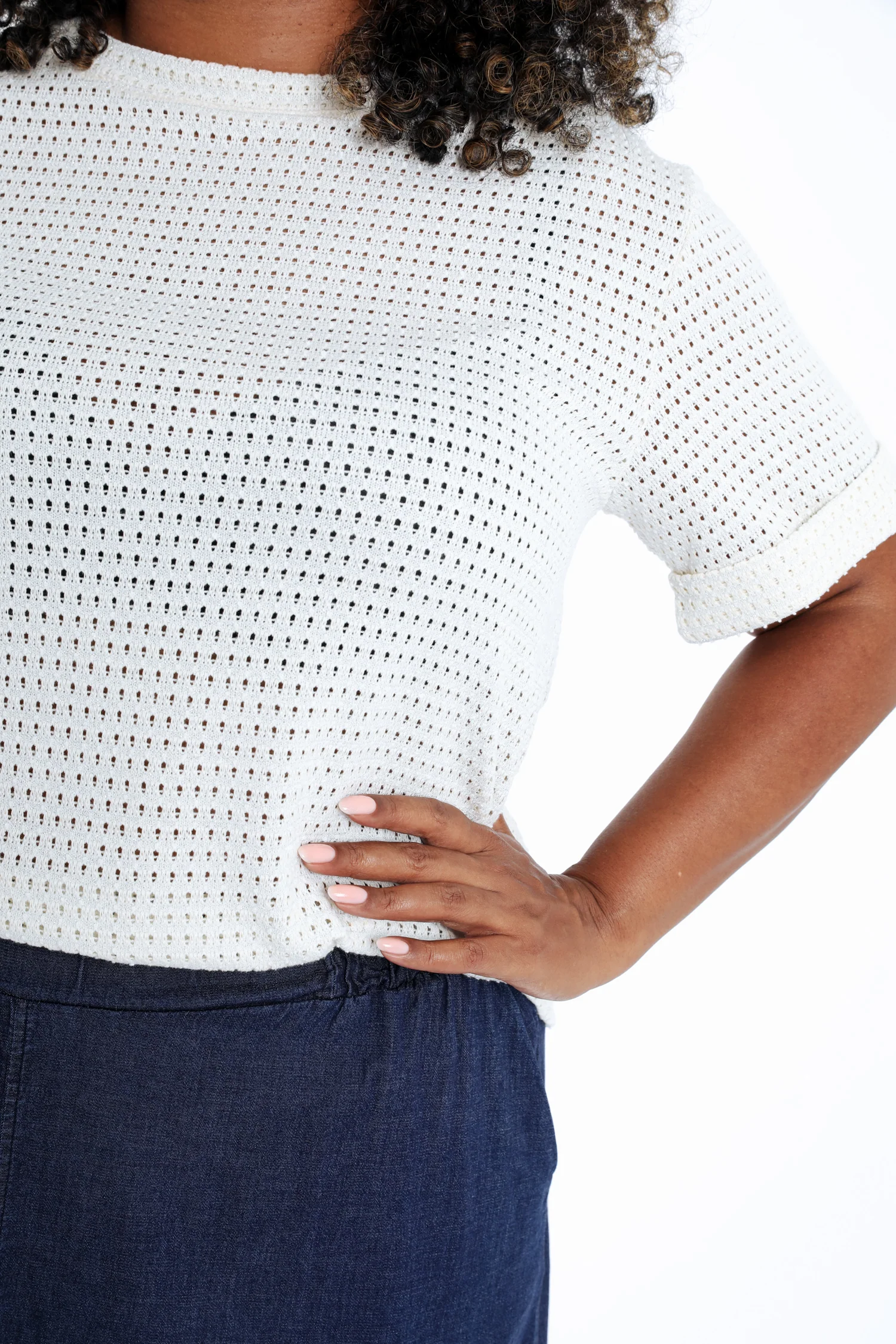 T-shirt van mesh met lurex - Image 5