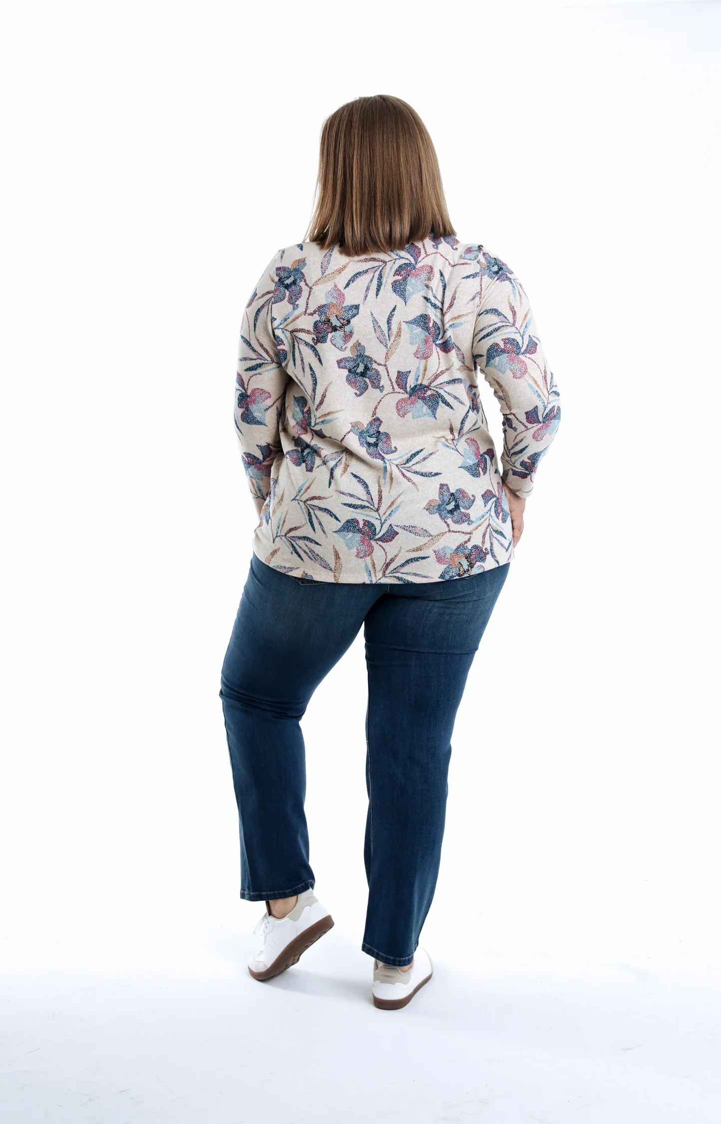 T-shirt van warme gebreide stof met bloemenprint - Image 2