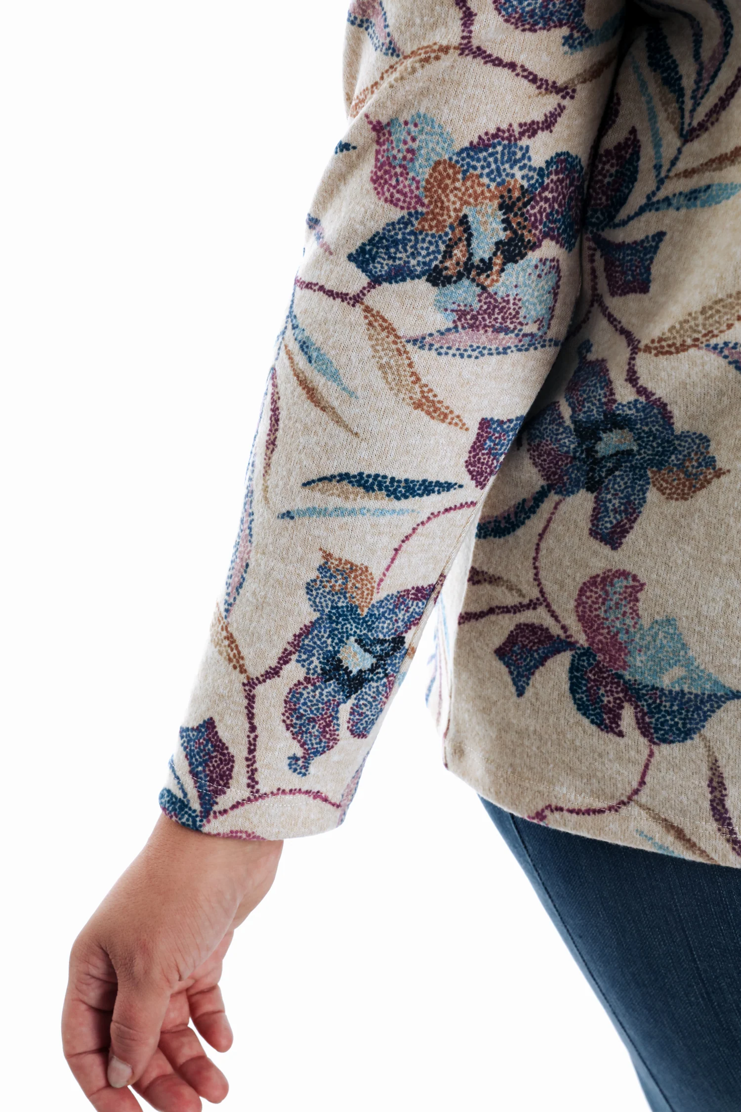 T-shirt van warme gebreide stof met bloemenprint - Image 5