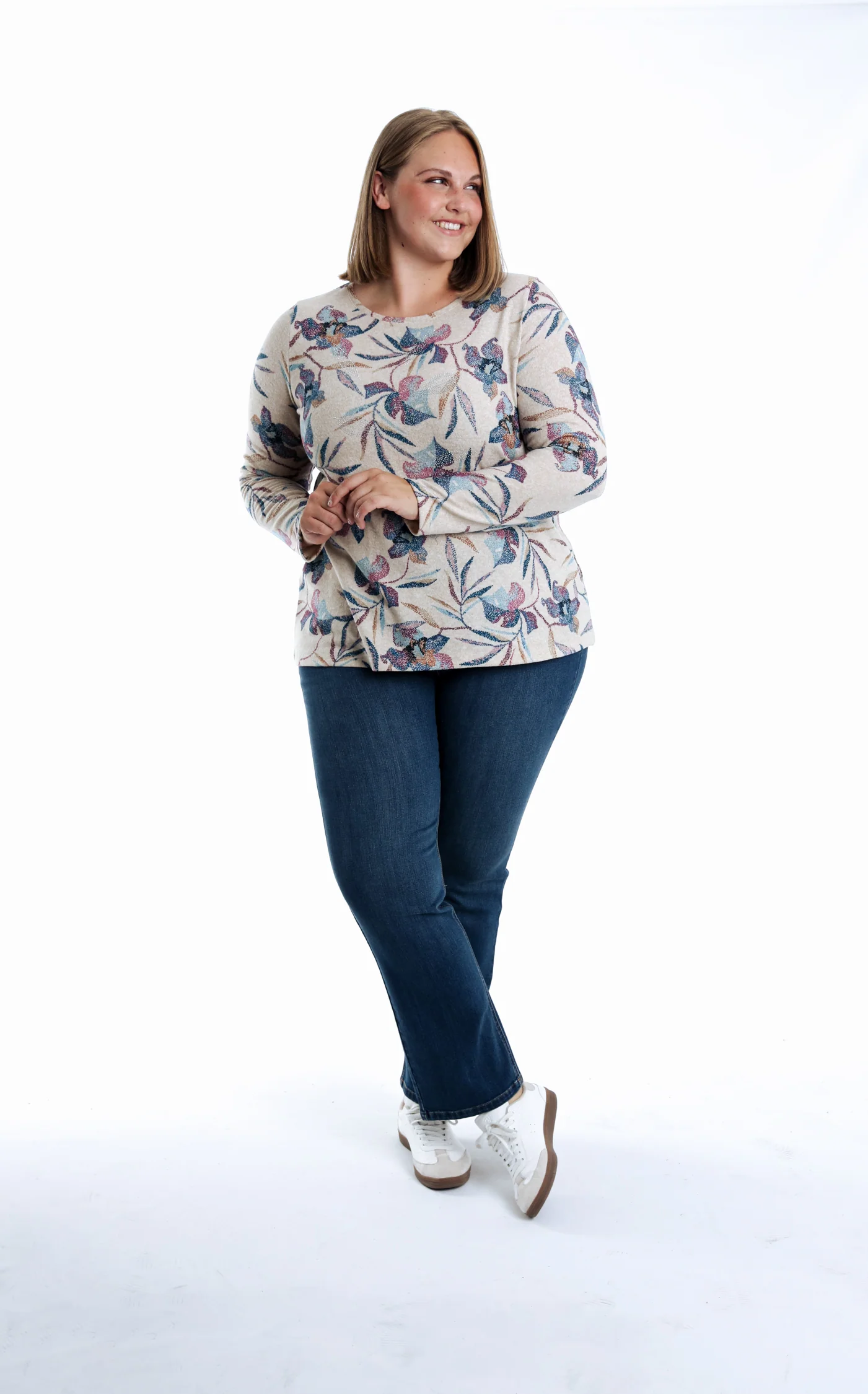 T-shirt van warme gebreide stof met bloemenprint - Image 7